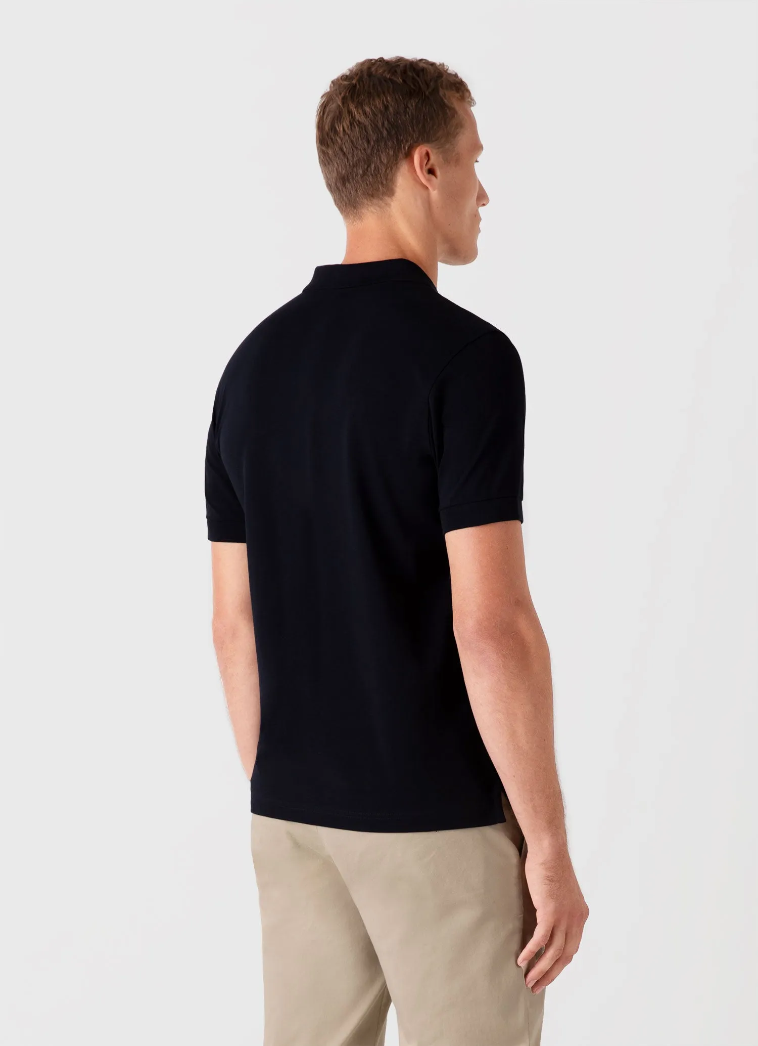 Men's Piqué Polo Shirt in Midnight Navy sold by Sunspel product image thumbnail 5