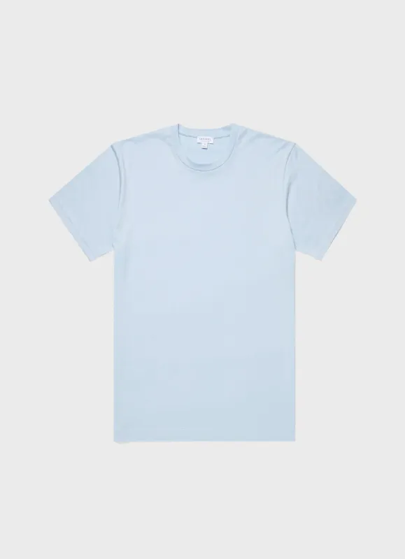 Men's Riviera Midweight T-shirt in Blue Mist sold by Sunspel