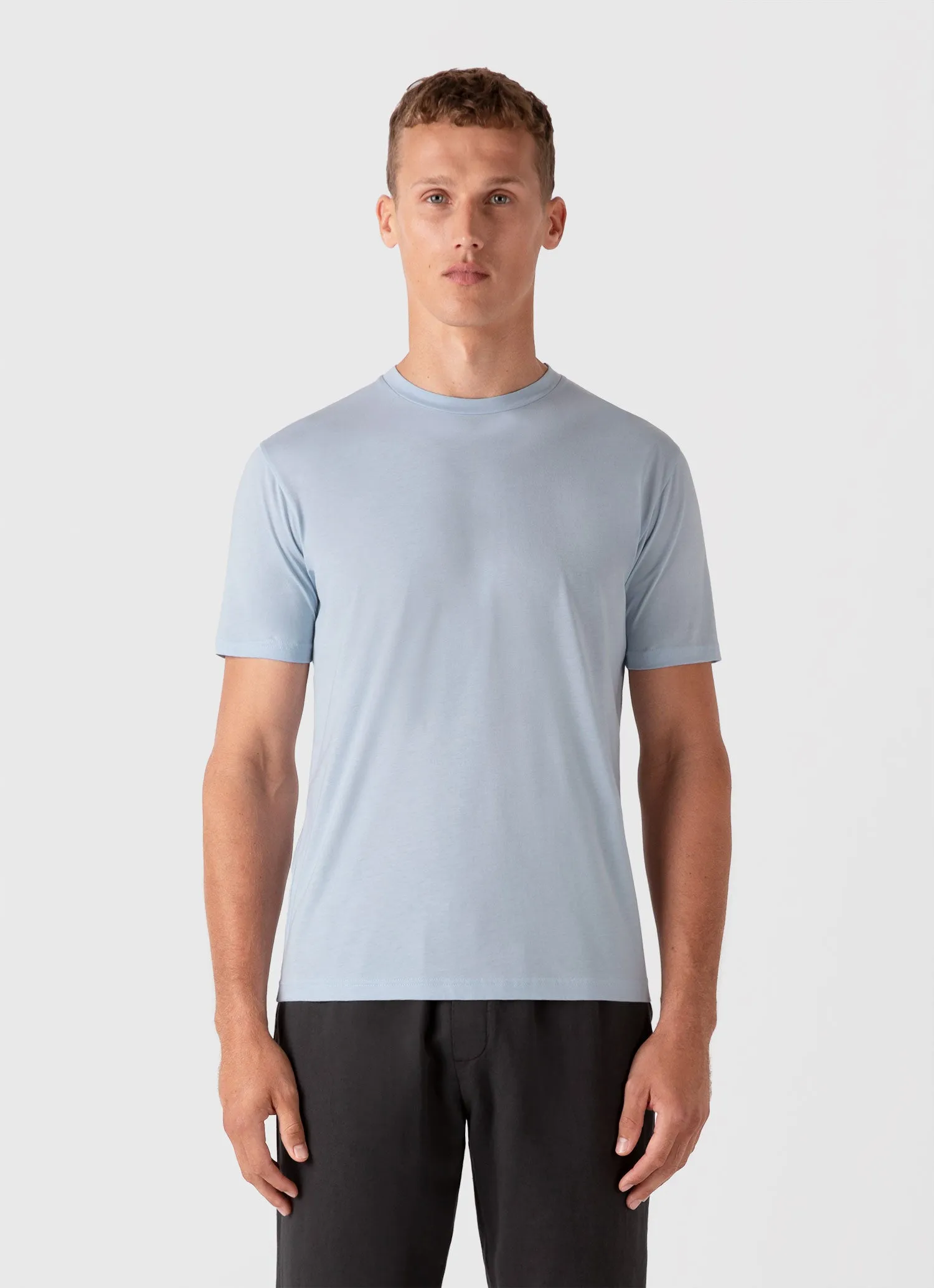 Men's Riviera Midweight T-shirt in Blue Mist sold by Sunspel product image thumbnail 2