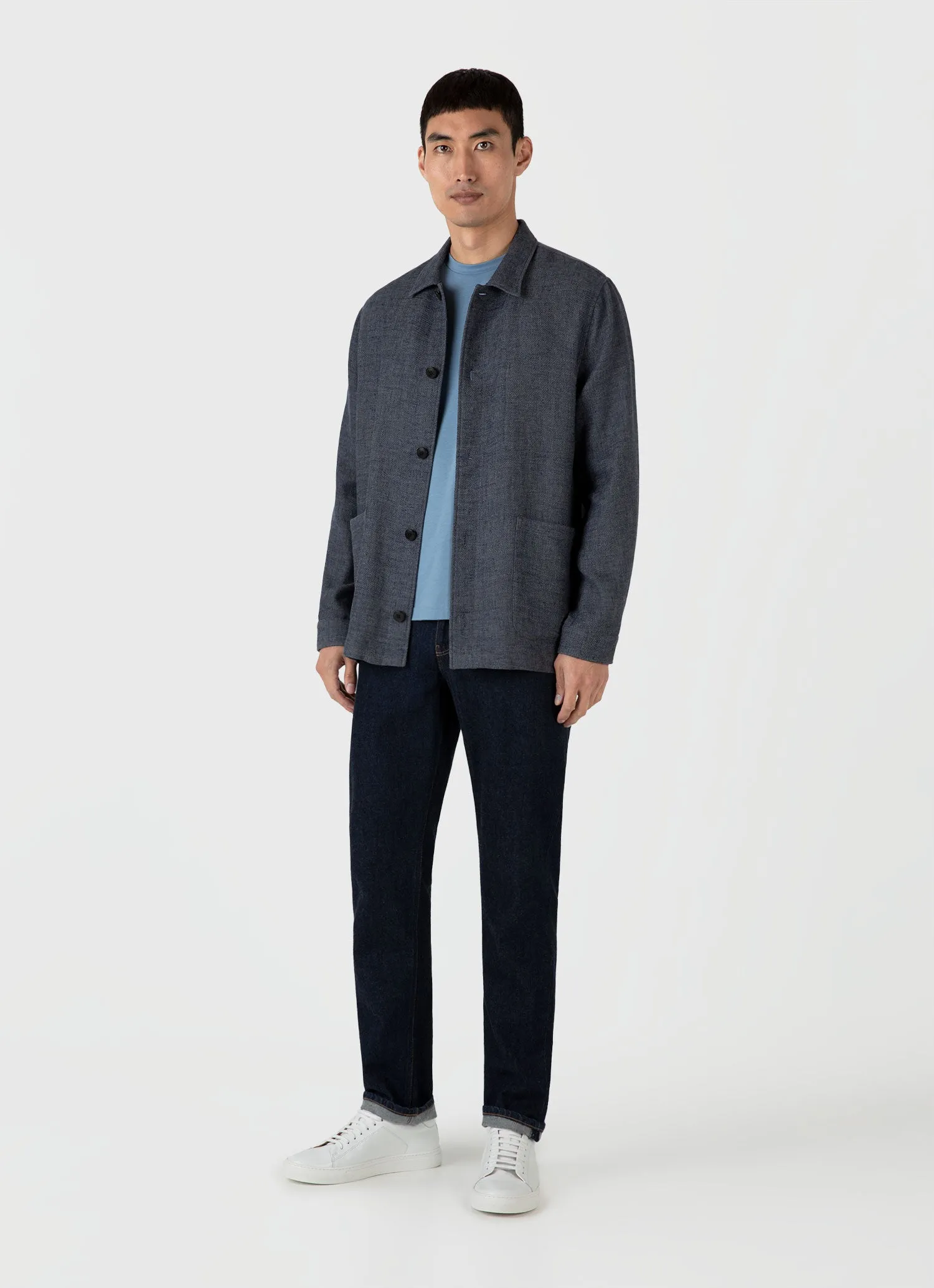 Men's Riviera Midweight T-shirt in Como Blue sold by Sunspel product image thumbnail 3