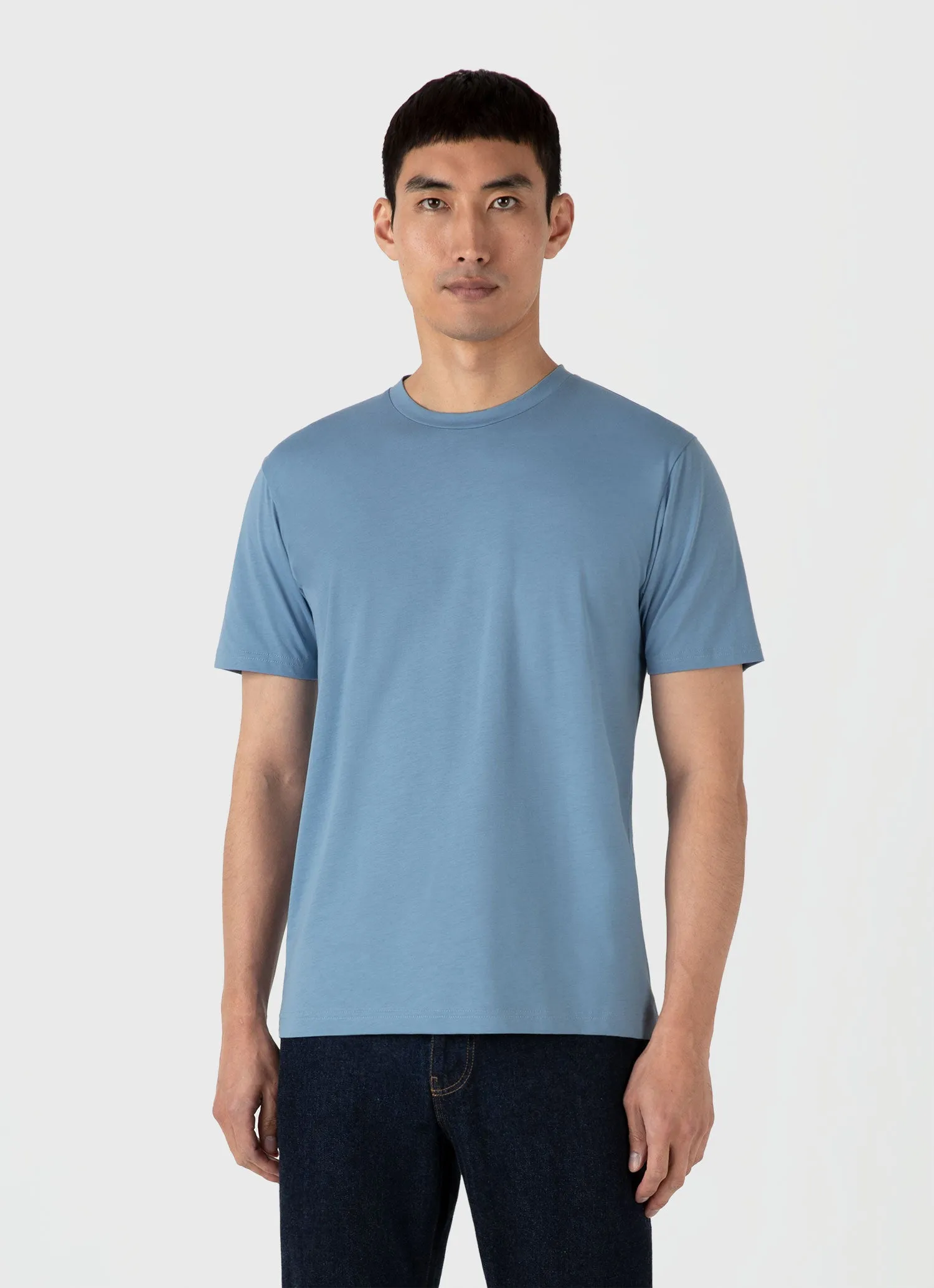 Men's Riviera Midweight T-shirt in Como Blue sold by Sunspel product image thumbnail 2