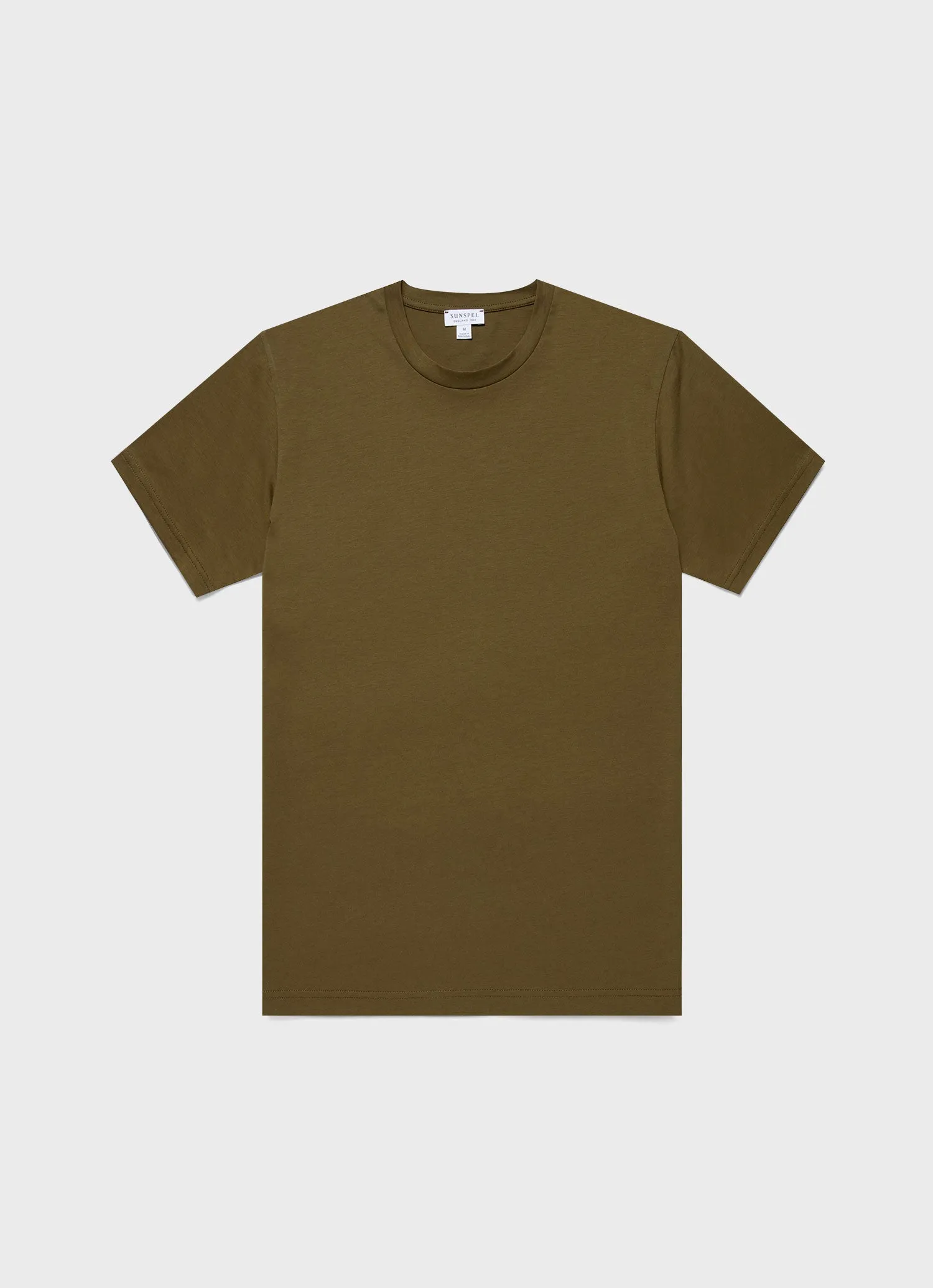 Men's Riviera Midweight T-shirt in Olive Green sold by Sunspel