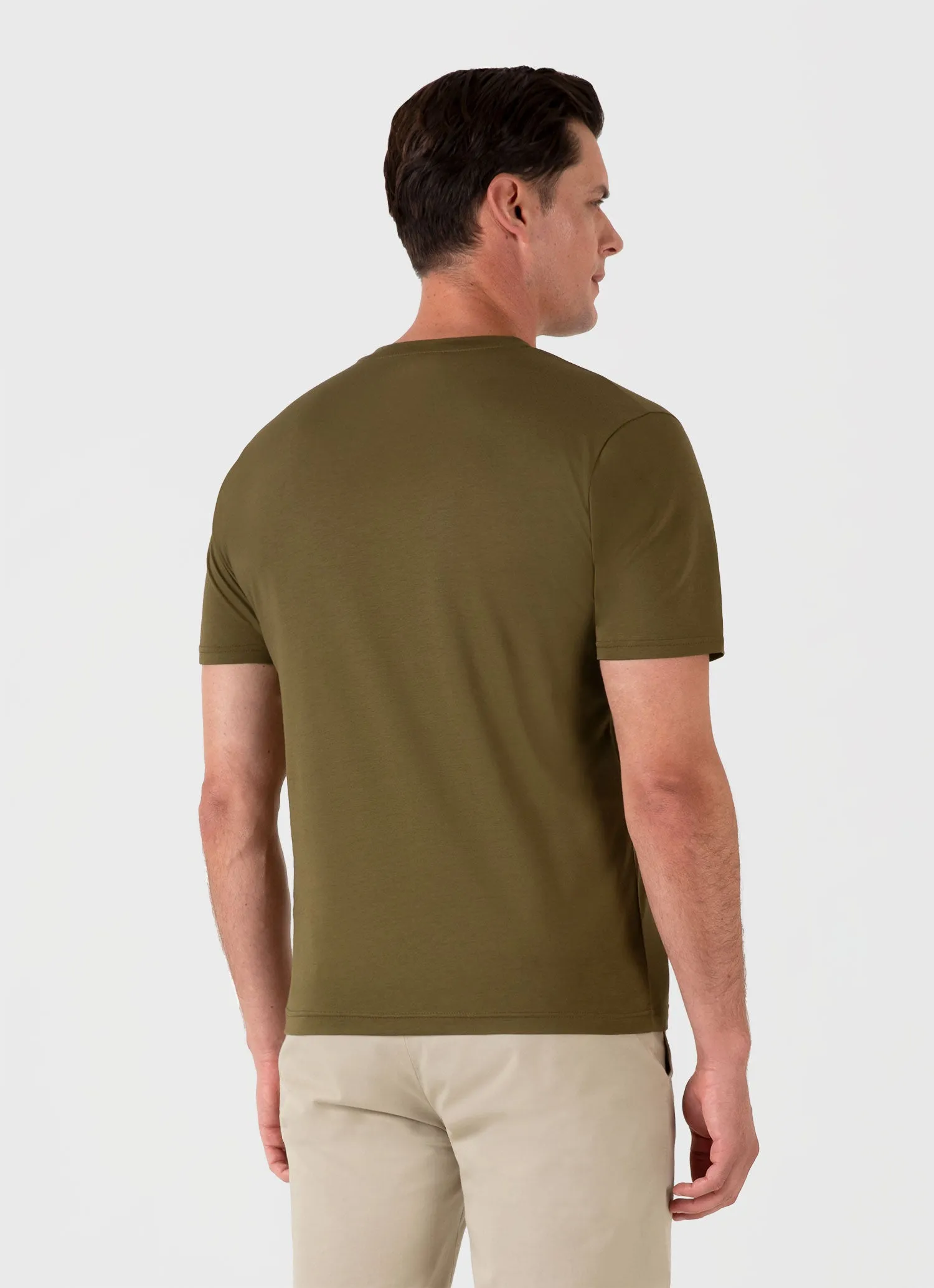 Men's Riviera Midweight T-shirt in Olive Green sold by Sunspel product image thumbnail 5