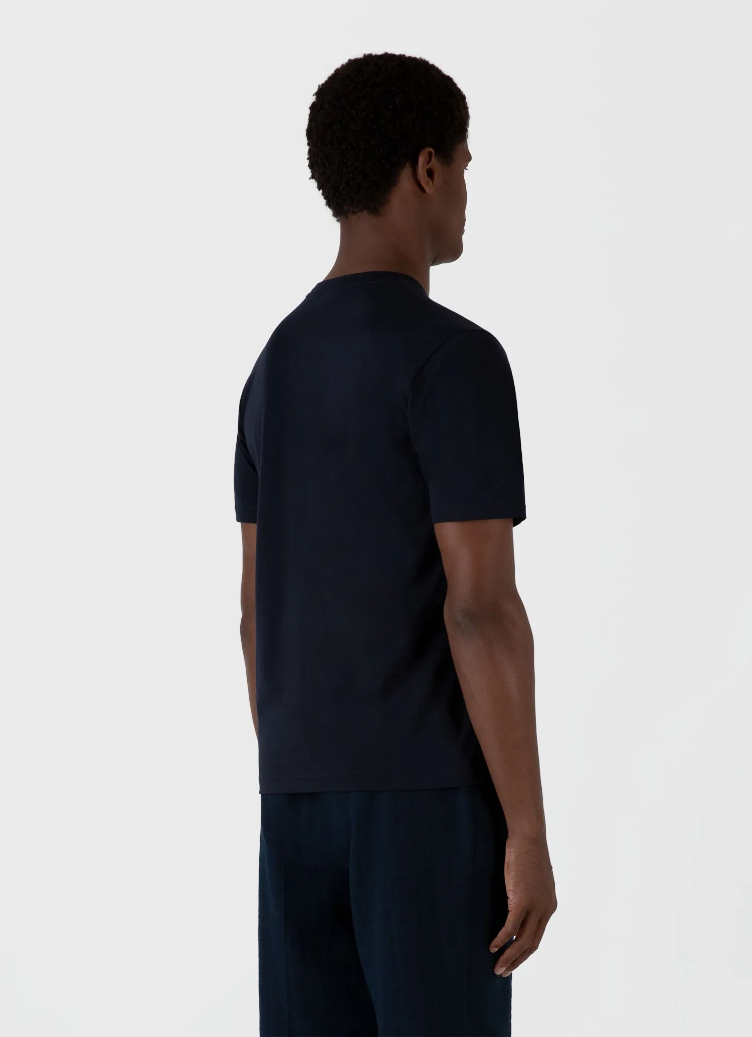 Men's Riviera Midweight T-shirt in Midnight Navy sold by Sunspel product image thumbnail 5
