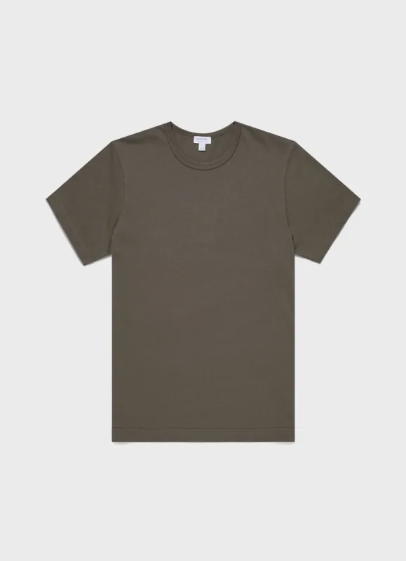 Men's Single Jersey T-shirt in Khaki sold by Sunspel