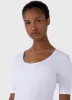 Women's Stretch Cotton Scoop Top in White sold by Sunspel