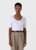 Women's Stretch Cotton Scoop Top in White sold by Sunspel