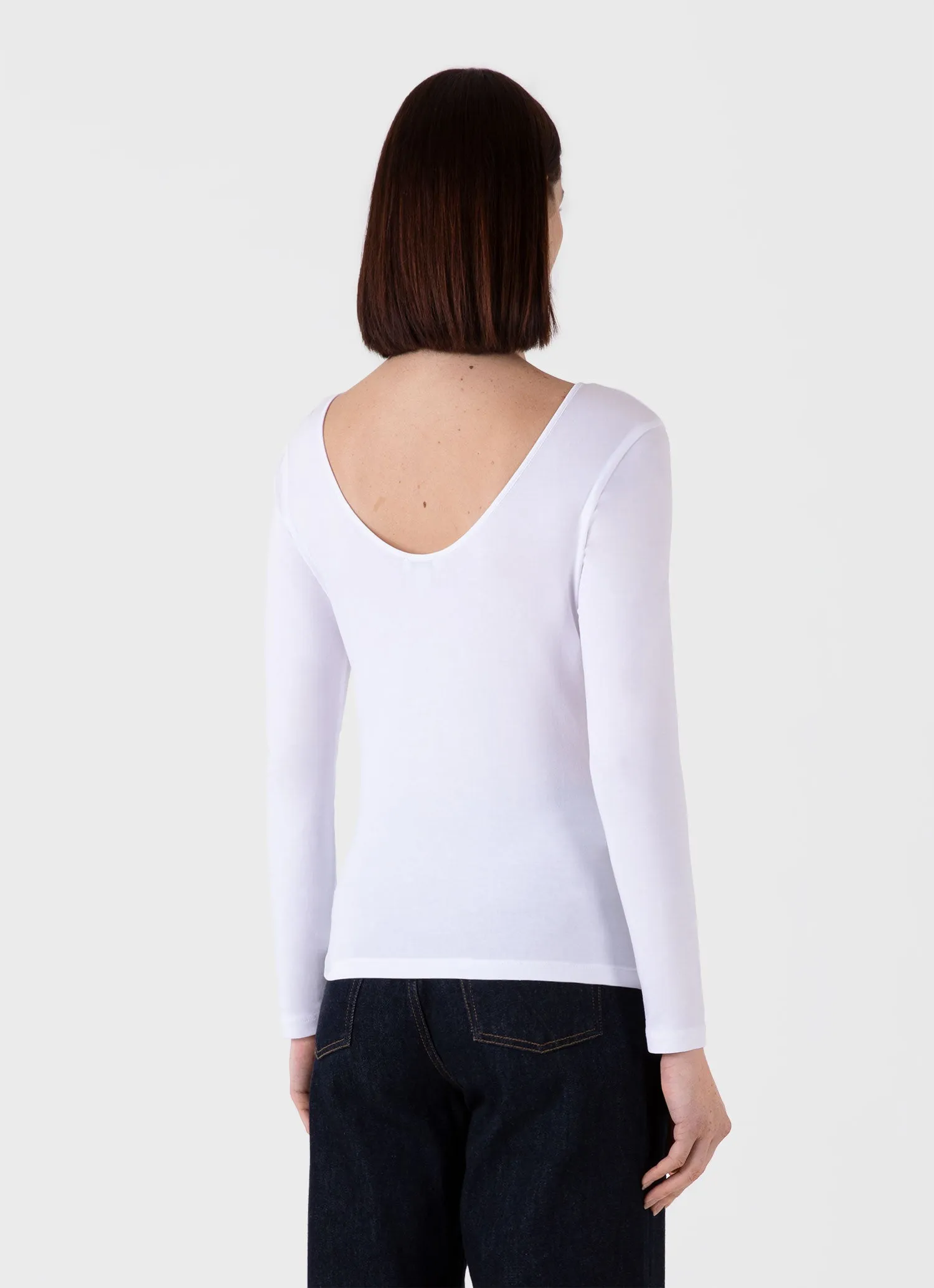 Women's Stretch Cotton Scoop Back Top in White sold by Sunspel product image thumbnail 3