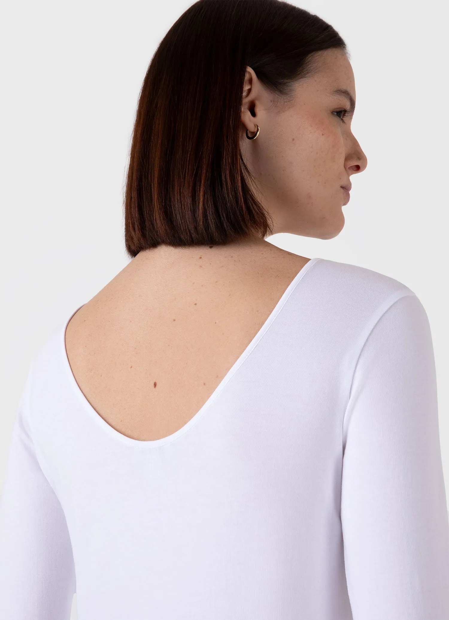 Women's Stretch Cotton Scoop Back Top in White sold by Sunspel product image thumbnail 4
