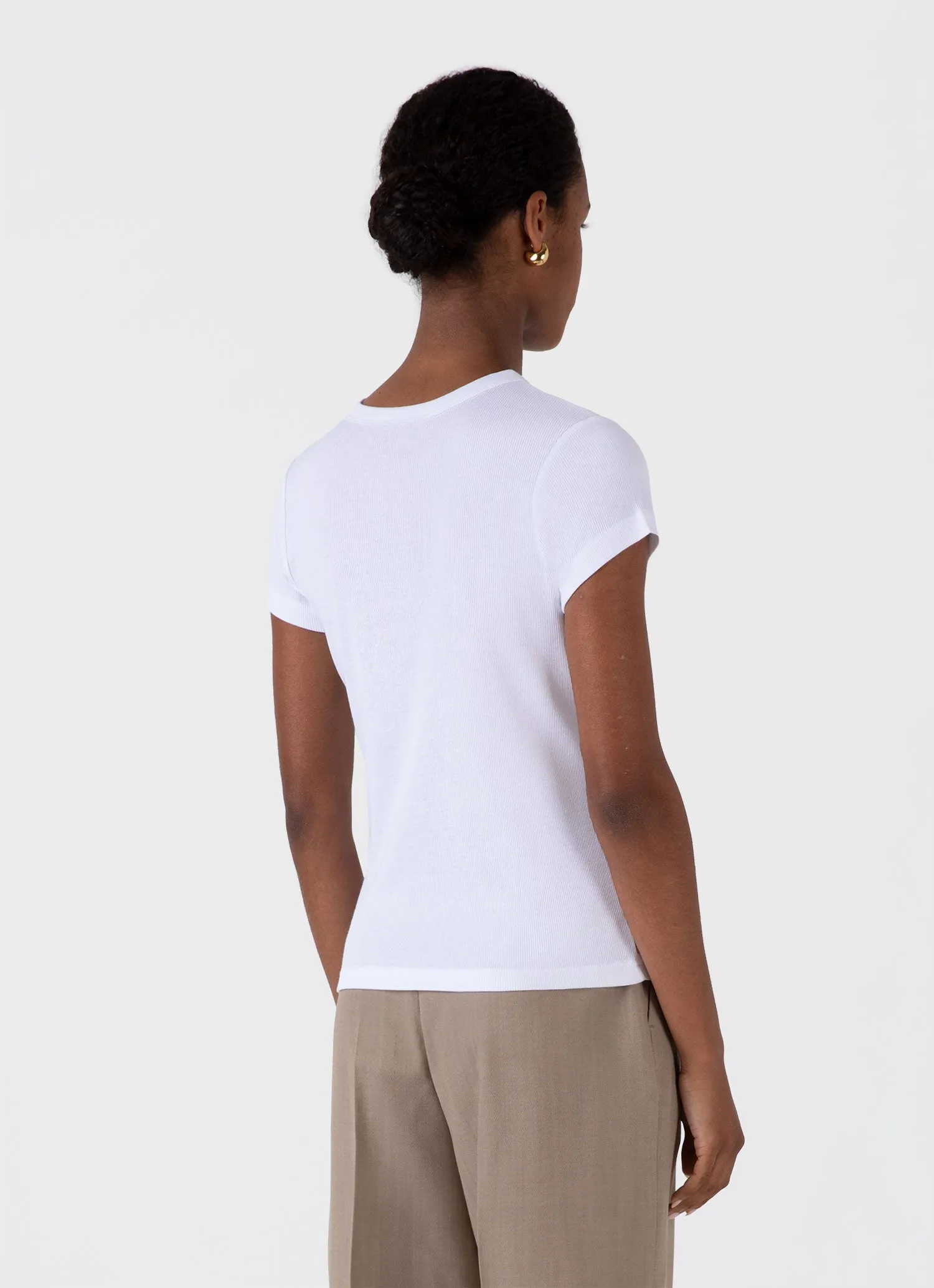Women's Ribbed T-shirt in White sold by Sunspel product image thumbnail 3