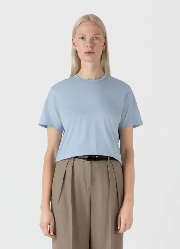 Women's Relaxed Fit T-shirt in Blue Mist sold by Sunspel