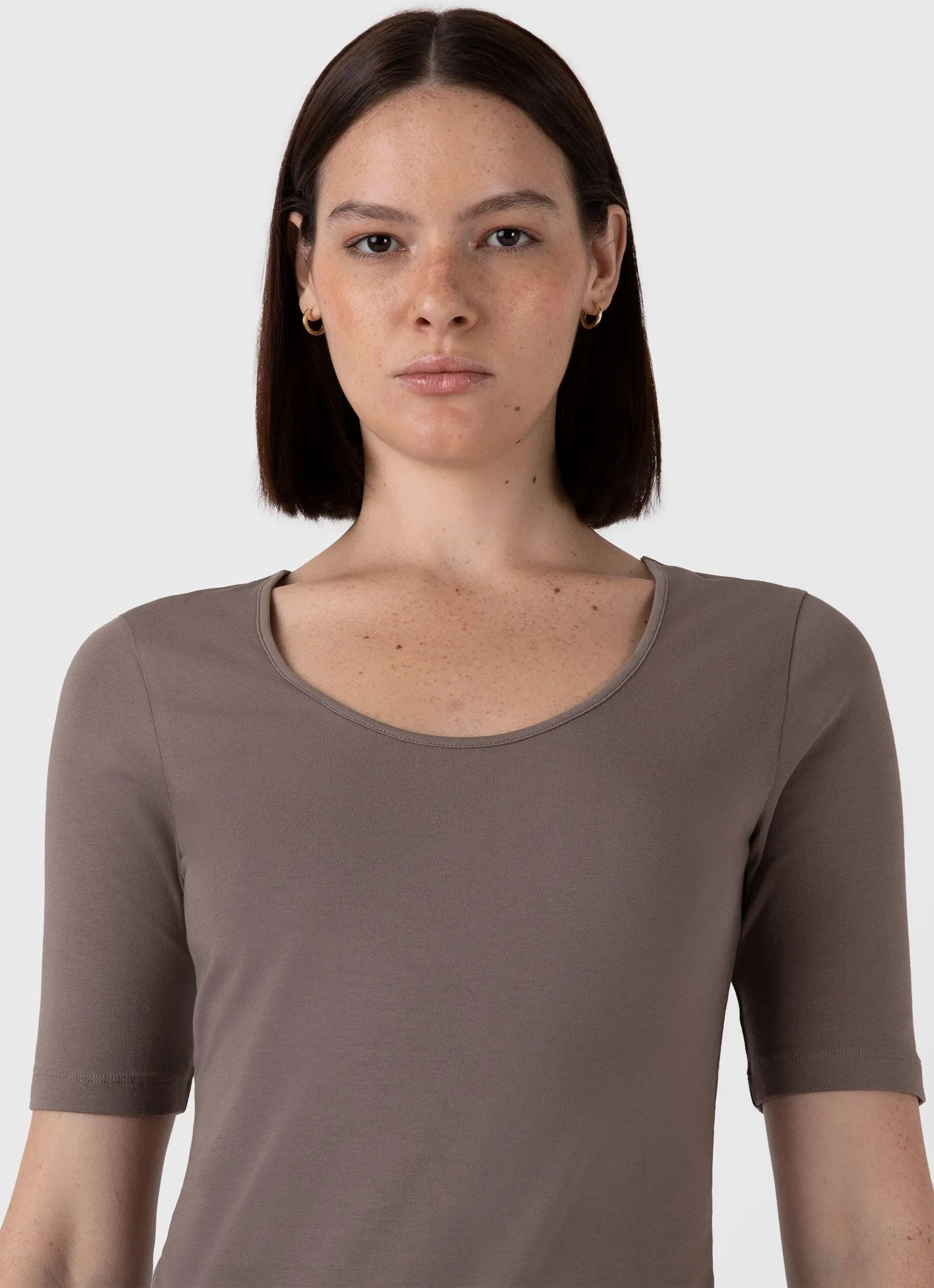 Women's Stretch Cotton Scoop Top in Cedar sold by Sunspel product image thumbnail 4
