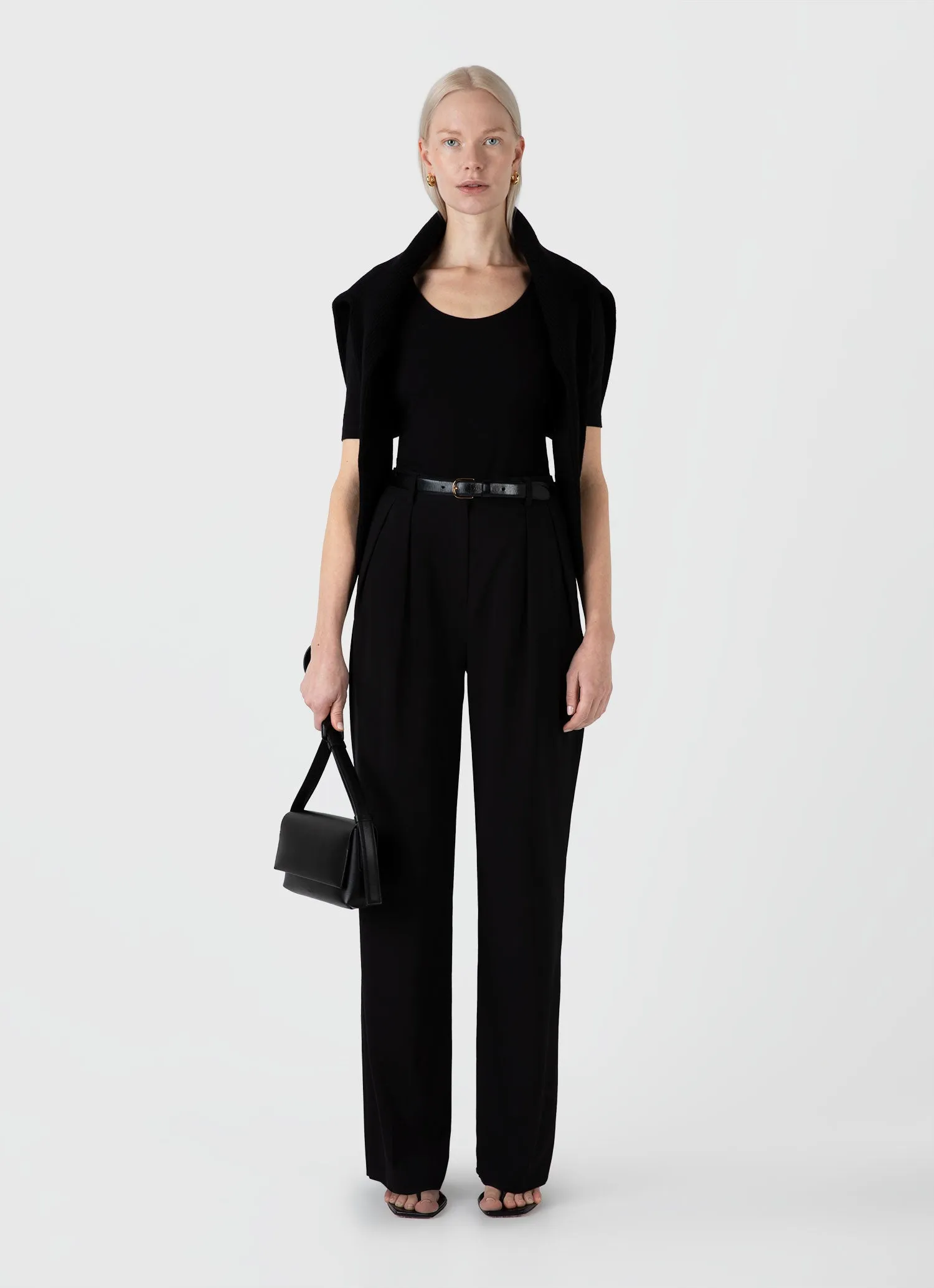 Women's Stretch Cotton Scoop Top in Black sold by Sunspel product image thumbnail 2