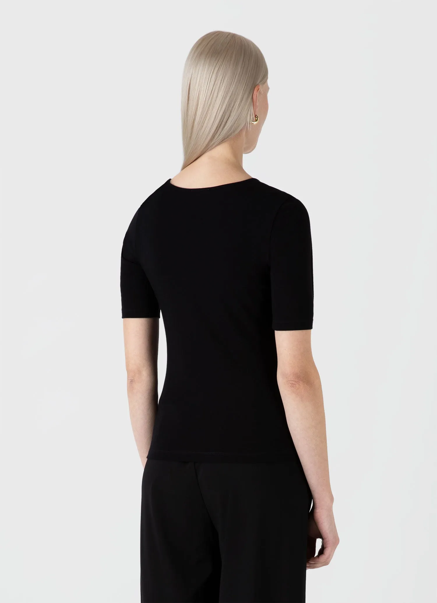 Women's Stretch Cotton Scoop Top in Black sold by Sunspel product image thumbnail 3