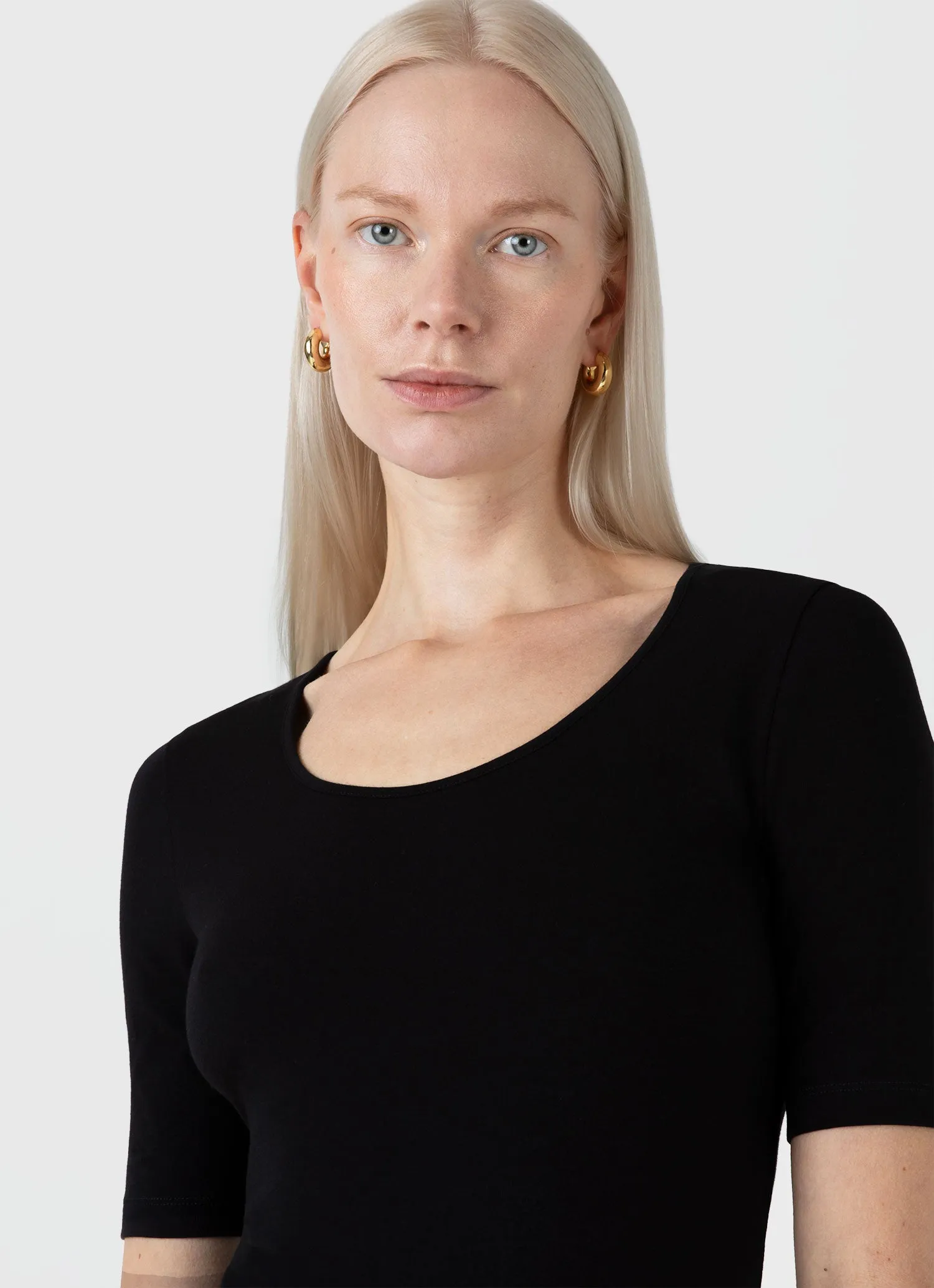 Women's Stretch Cotton Scoop Top in Black sold by Sunspel product image thumbnail 4