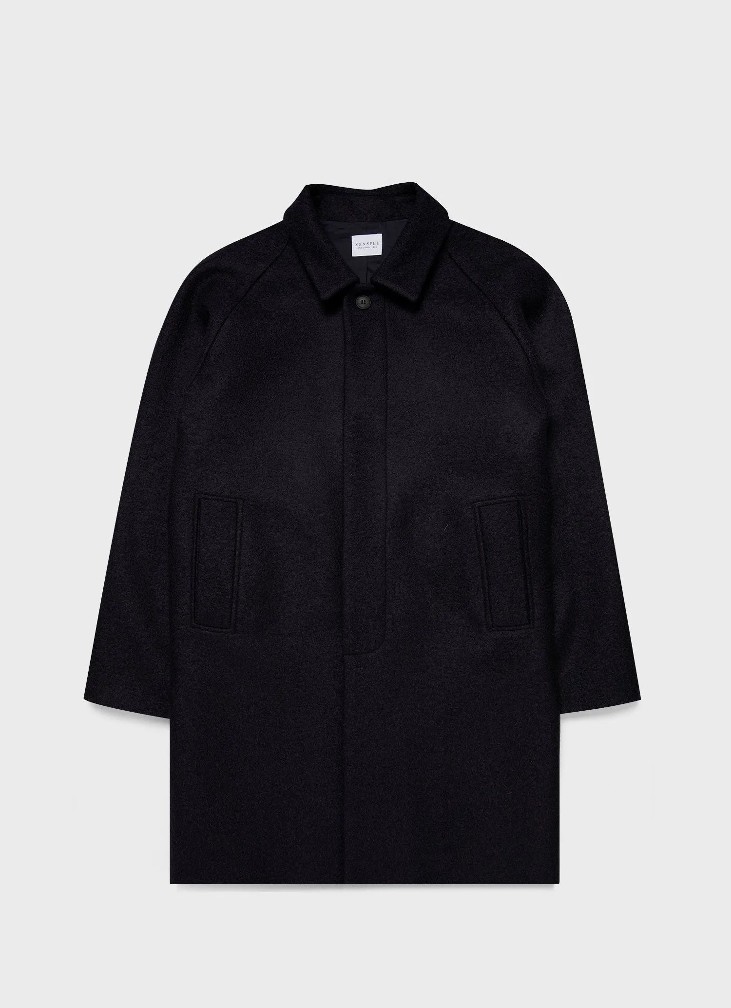 Men's Boiled Wool Car Coat in Navy sold by Sunspel