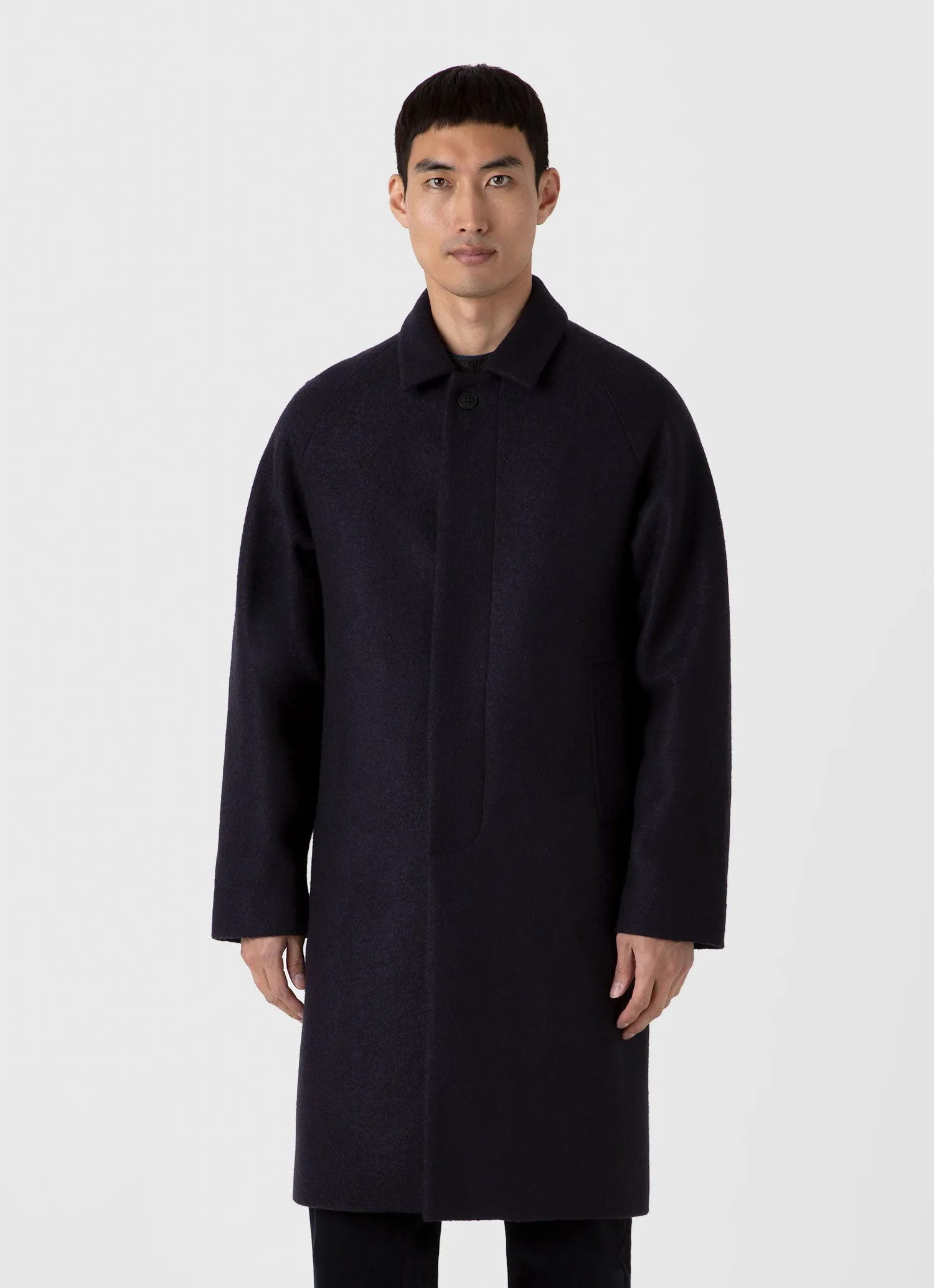 Men's Boiled Wool Car Coat in Navy sold by Sunspel product image thumbnail 2