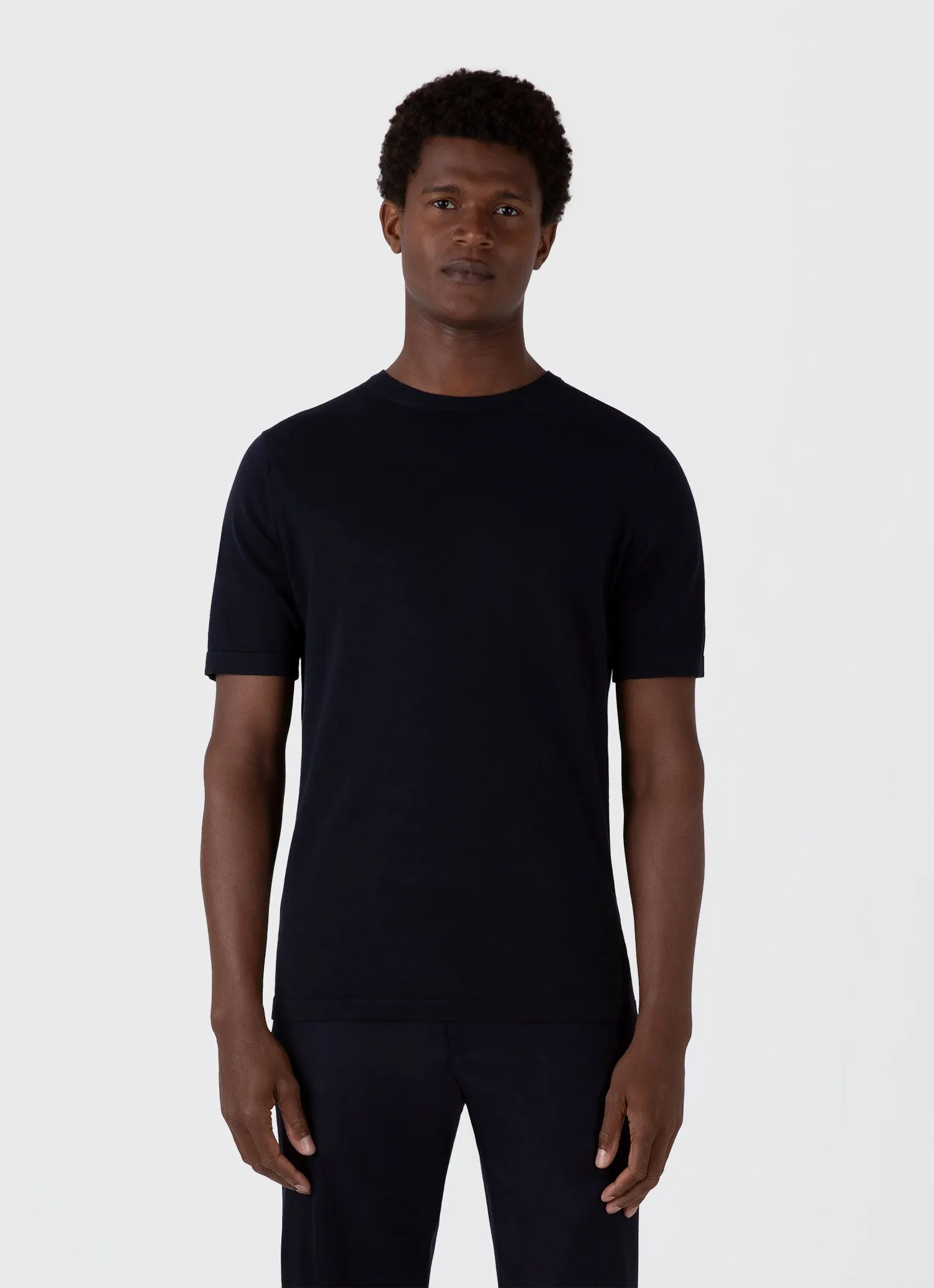 Men's Sea Island Cotton Knit T-shirt in Light Navy sold by Sunspel product image thumbnail 2