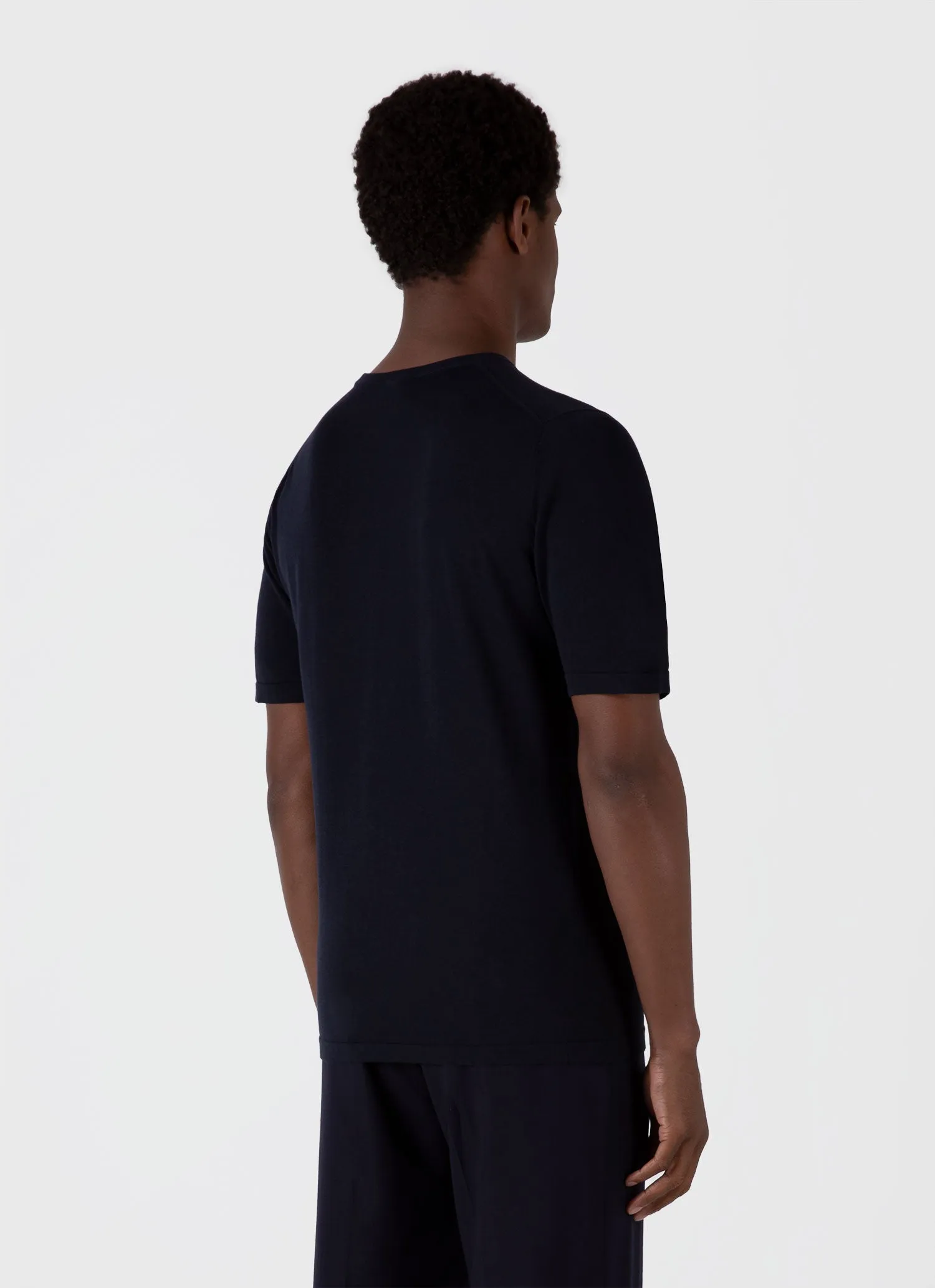 Men's Sea Island Cotton Knit T-shirt in Light Navy sold by Sunspel product image thumbnail 5