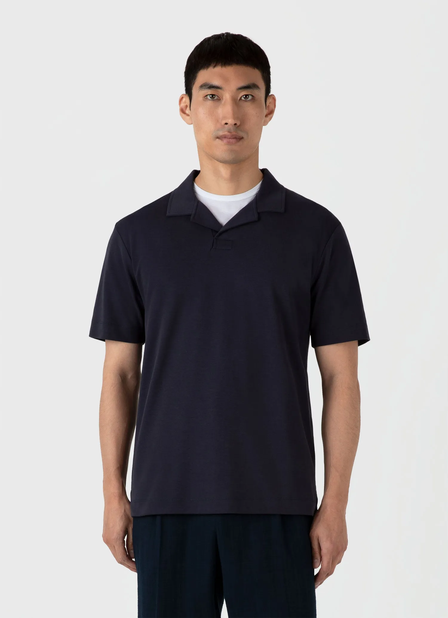 Men's Heavyweight Polo Shirt in Navy sold by Sunspel product image thumbnail 2
