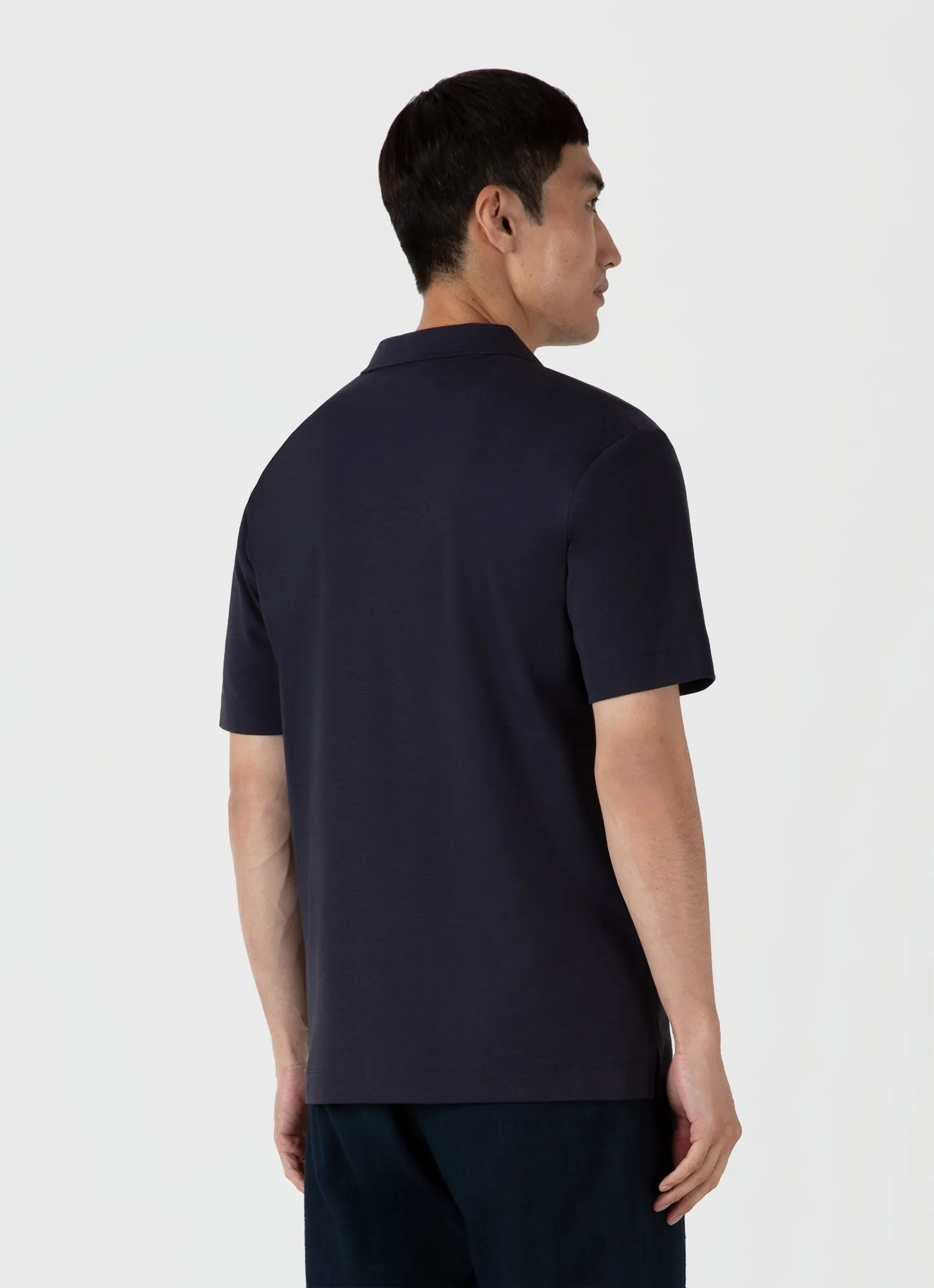 Men's Heavyweight Polo Shirt in Navy sold by Sunspel product image thumbnail 5