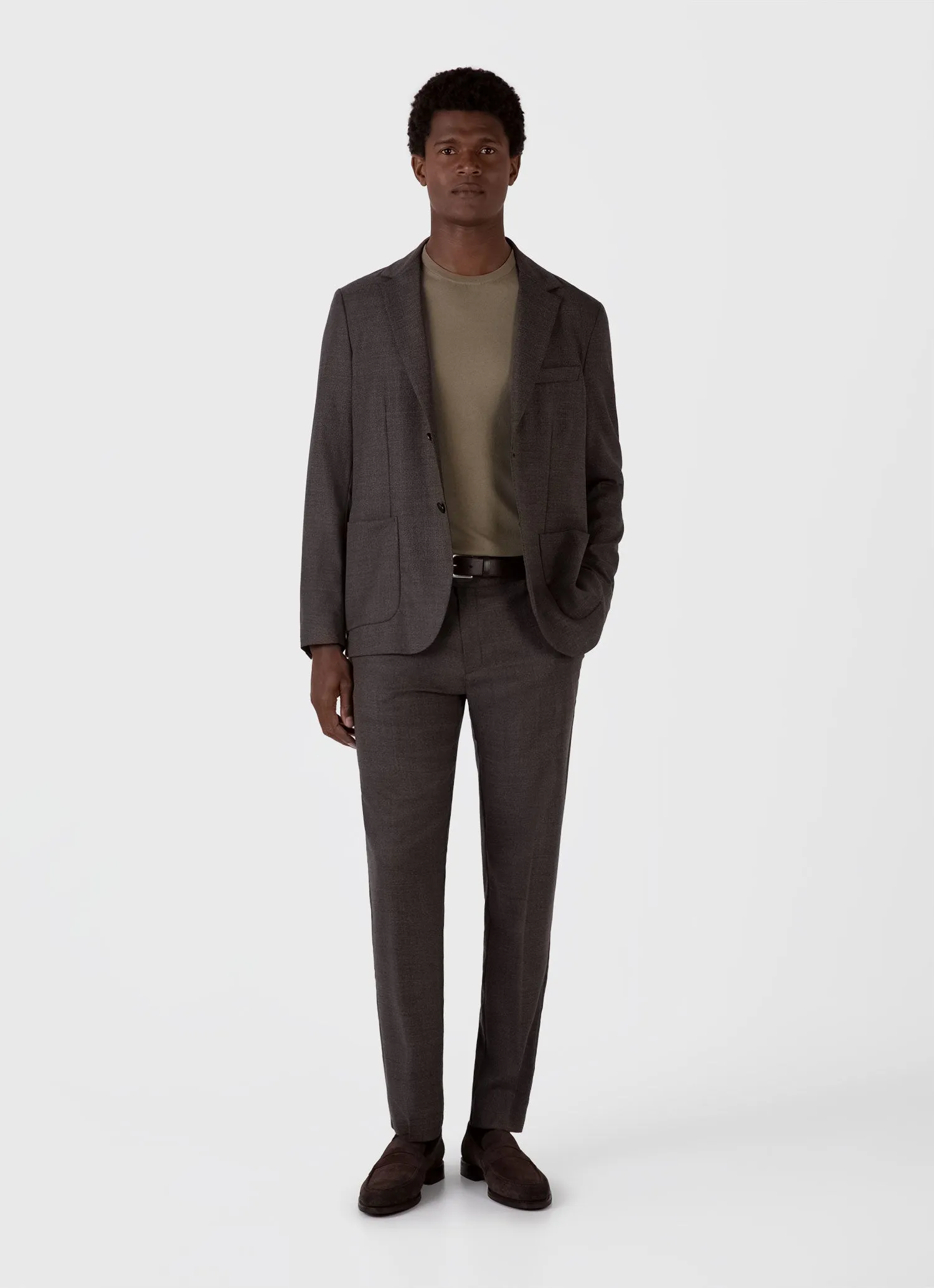 Men's Sea Island Cotton Knit T-shirt in Dark Stone sold by Sunspel product image thumbnail 3