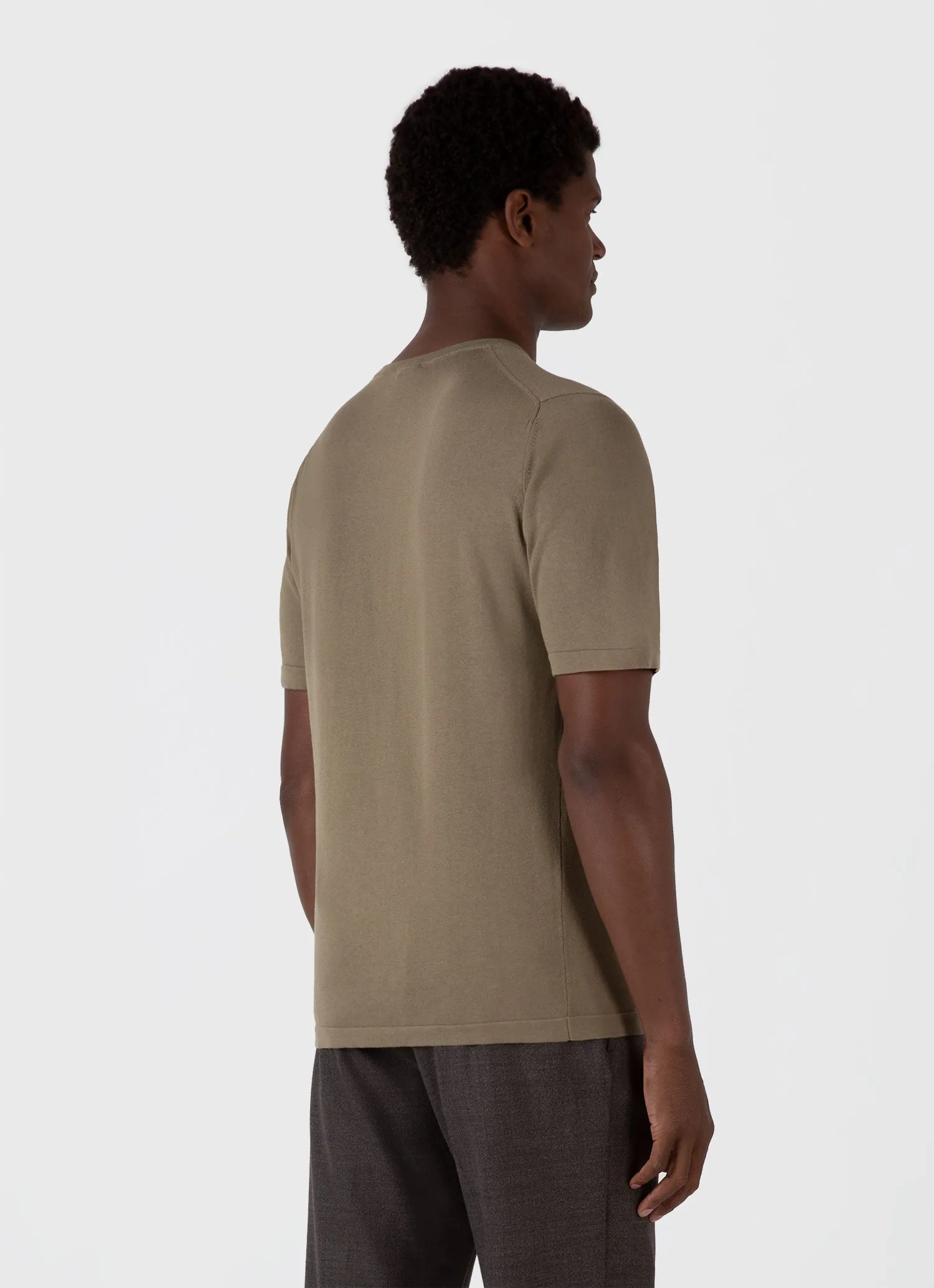 Men's Sea Island Cotton Knit T-shirt in Dark Stone sold by Sunspel product image thumbnail 5