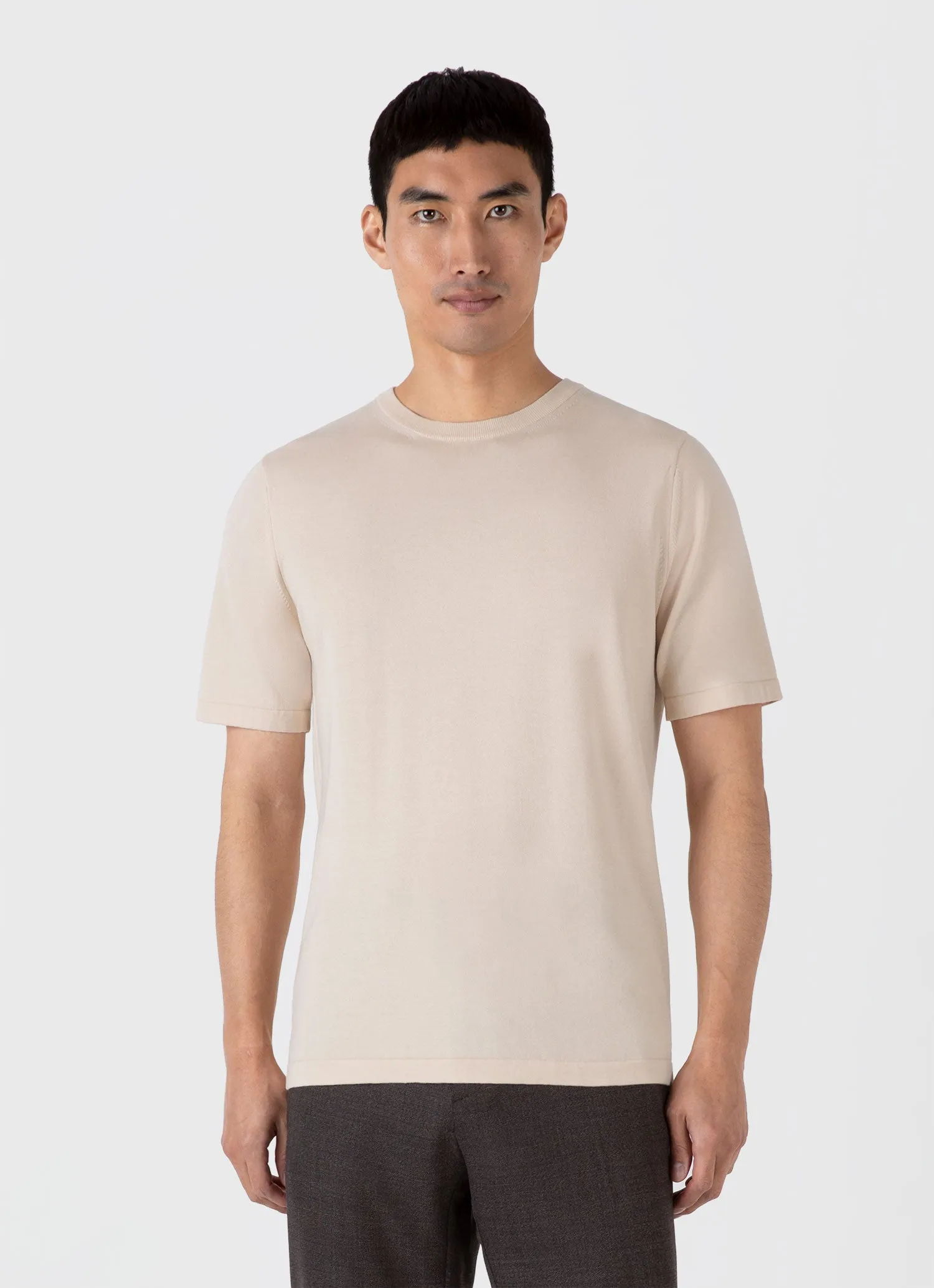 Men's Sea Island Cotton Knit T-shirt in Undyed sold by Sunspel product image thumbnail 2