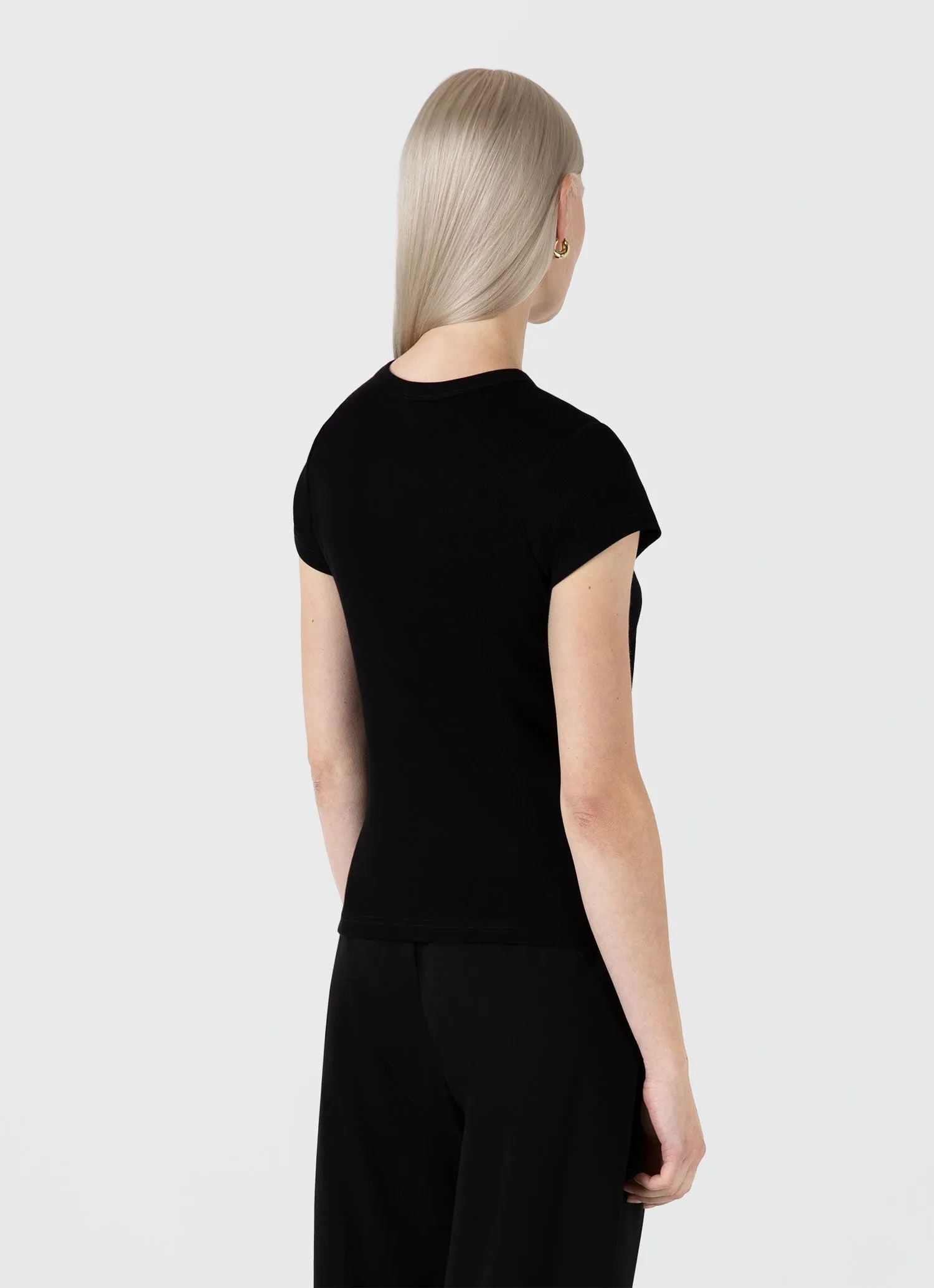 Women's Ribbed T-shirt in Black sold by Sunspel product image thumbnail 3