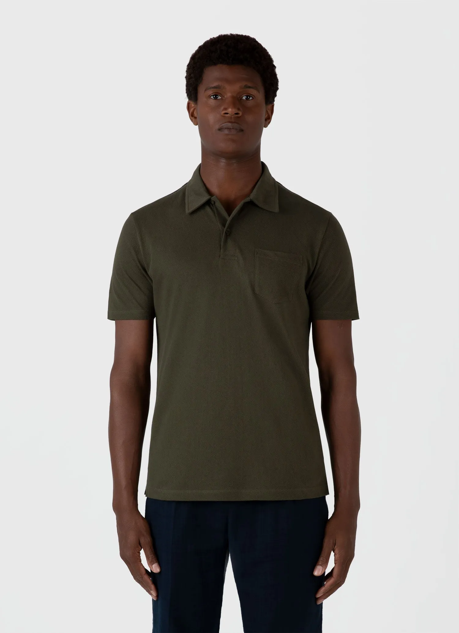 Men's Riviera Polo Shirt in Pine Green sold by Sunspel product image thumbnail 2