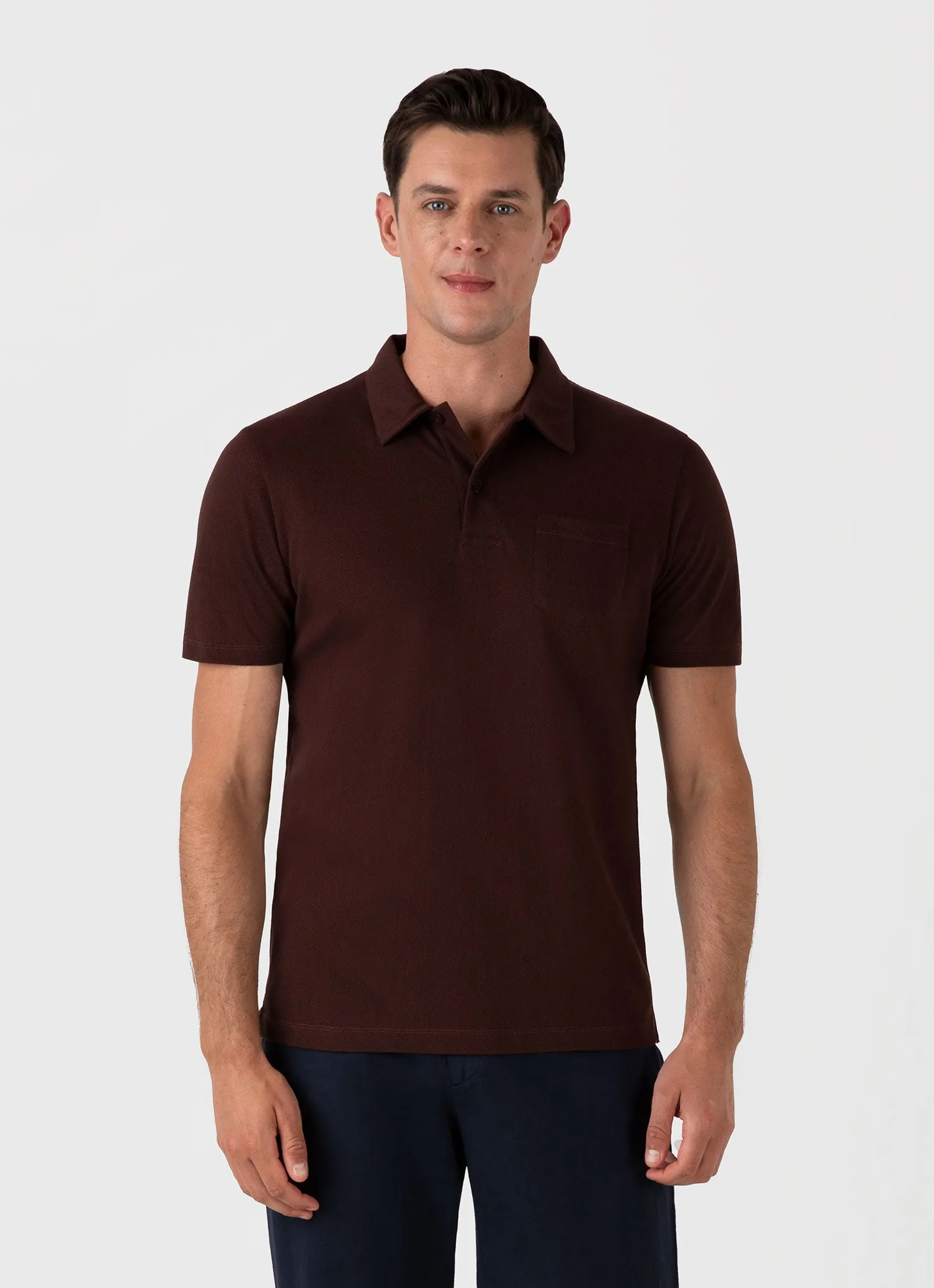 Men's Riviera Polo Shirt in Raisin sold by Sunspel product image thumbnail 2