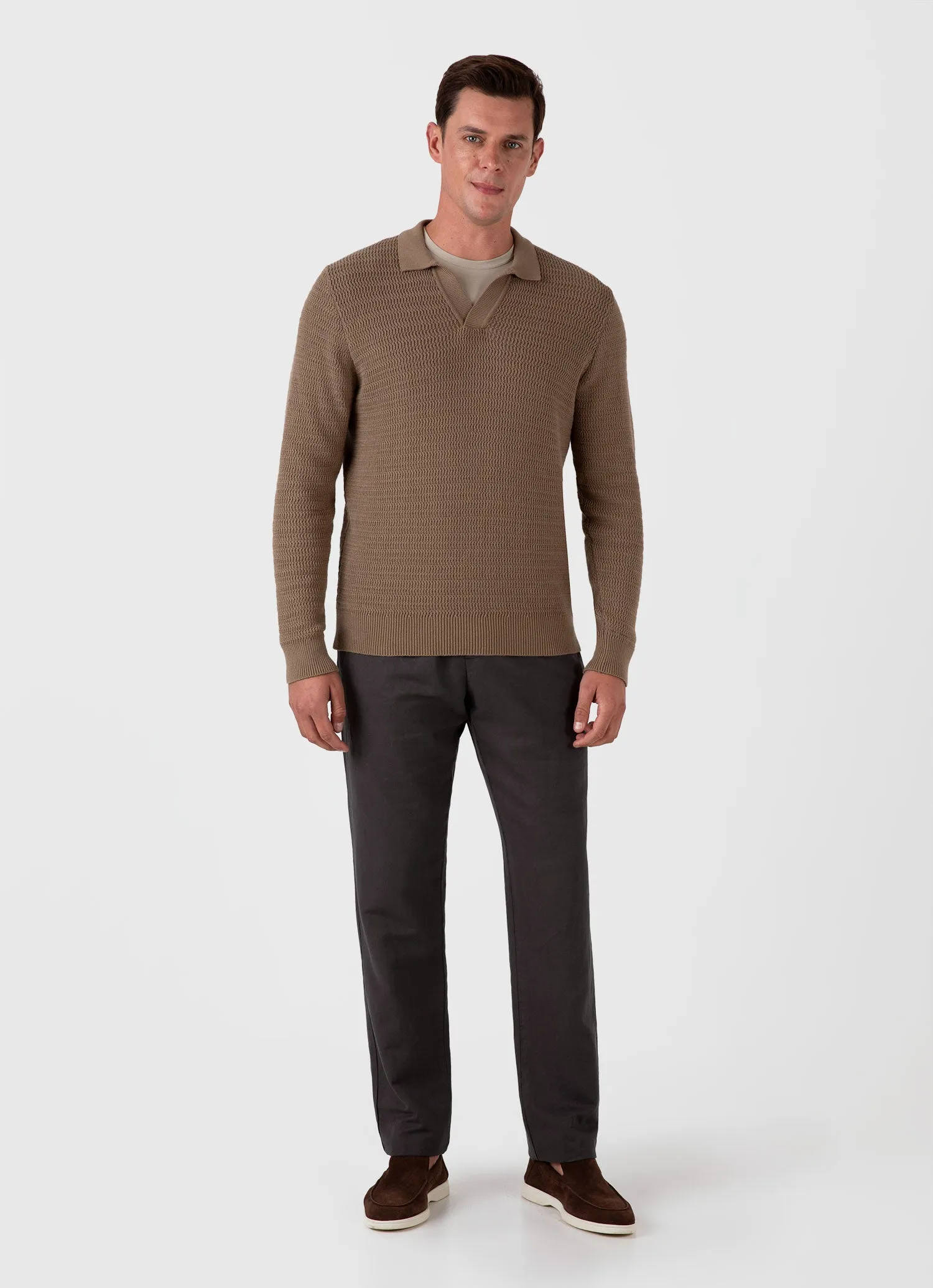 Men's Cotton Linen Drawstring Trouser in Charcoal sold by Sunspel product image thumbnail 2
