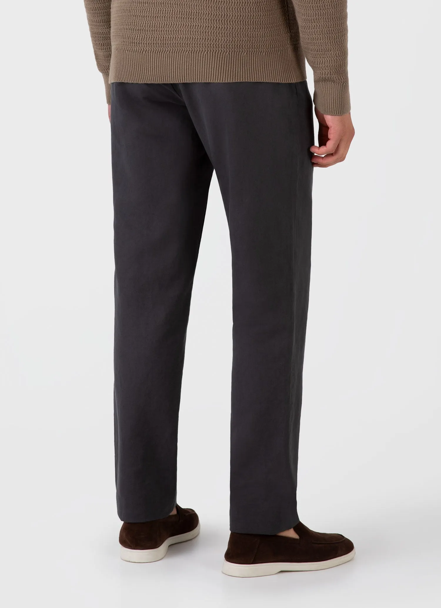 Men's Cotton Linen Drawstring Trouser in Charcoal sold by Sunspel product image thumbnail 5