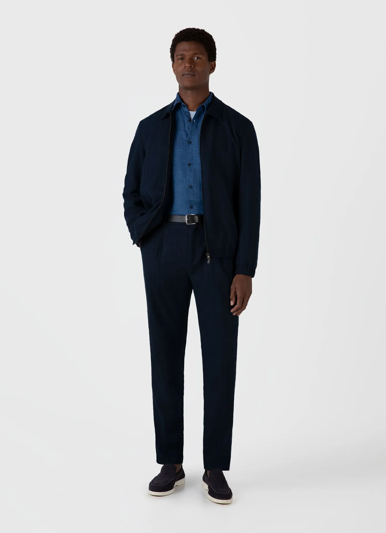 Men's Linen Shirt in Ink Blue sold by Sunspel product image thumbnail 3