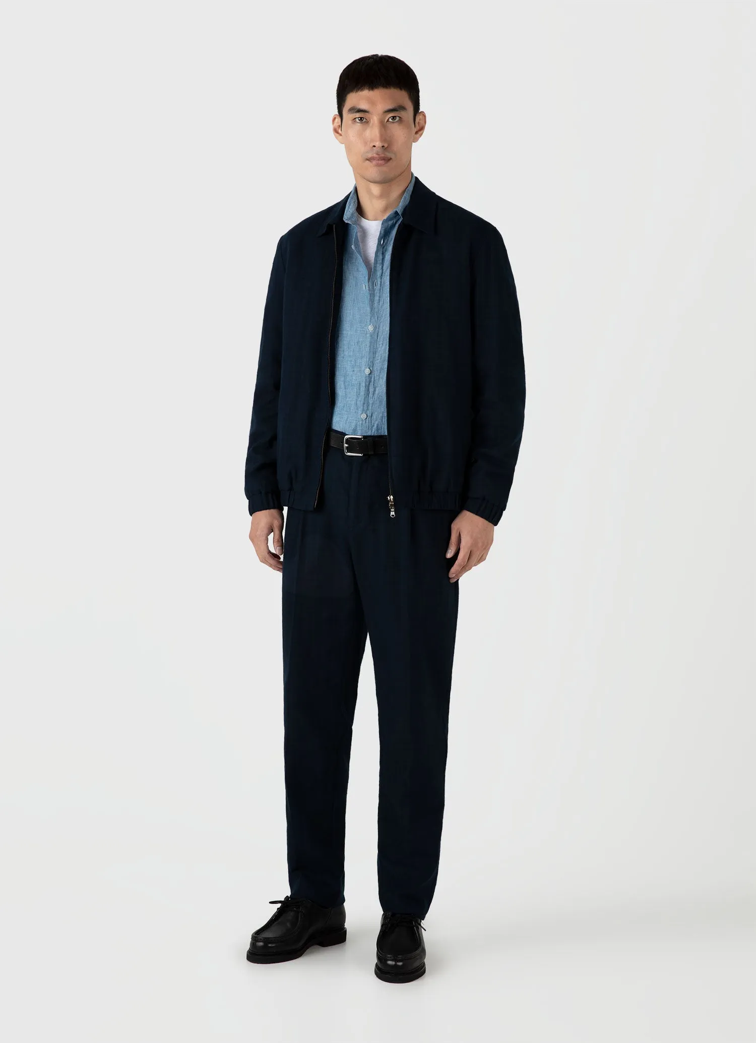 Men's Linen Shirt in Como Blue sold by Sunspel product image thumbnail 3