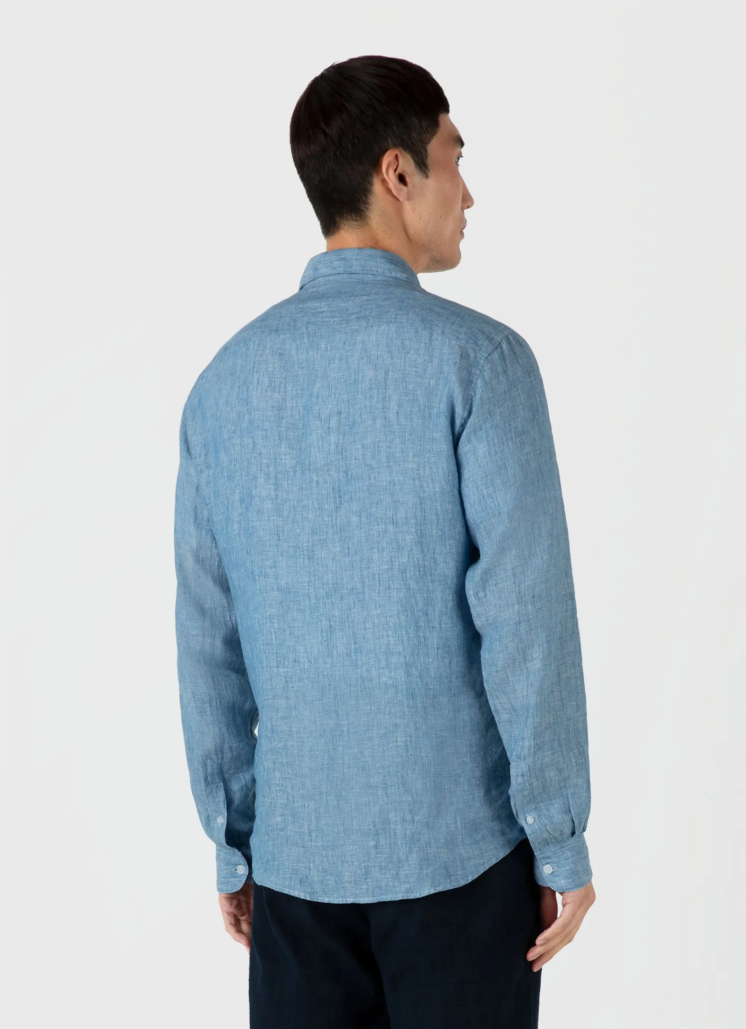 Men's Linen Shirt in Como Blue sold by Sunspel product image thumbnail 5