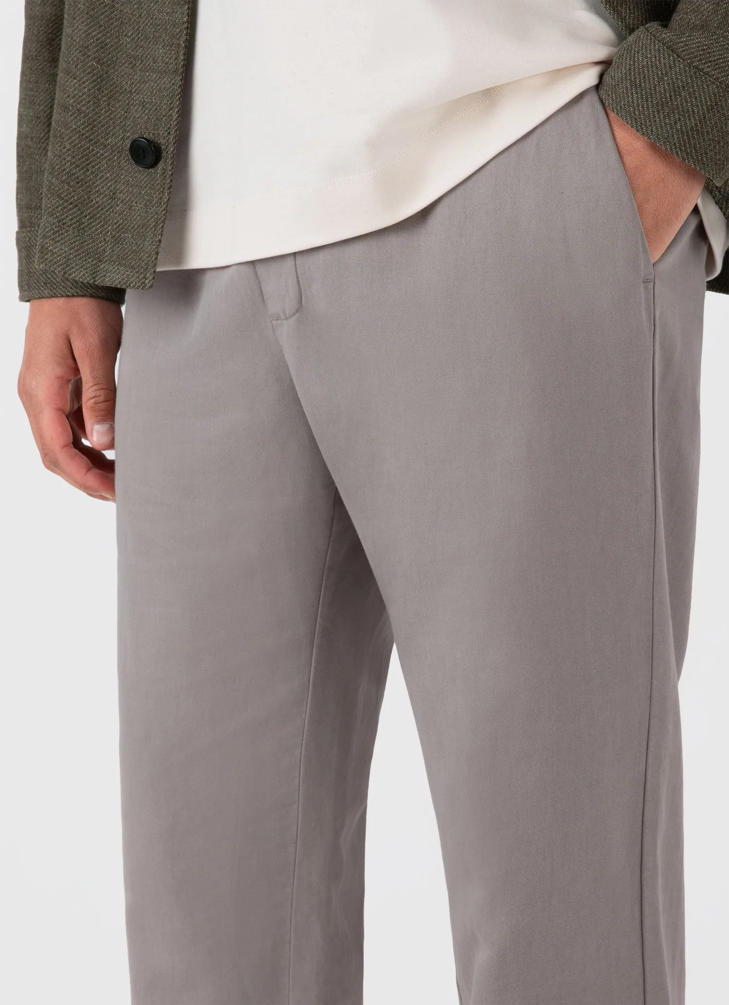 Men's Cotton Linen Drawstring Trouser in Pewter sold by Sunspel product image thumbnail 5