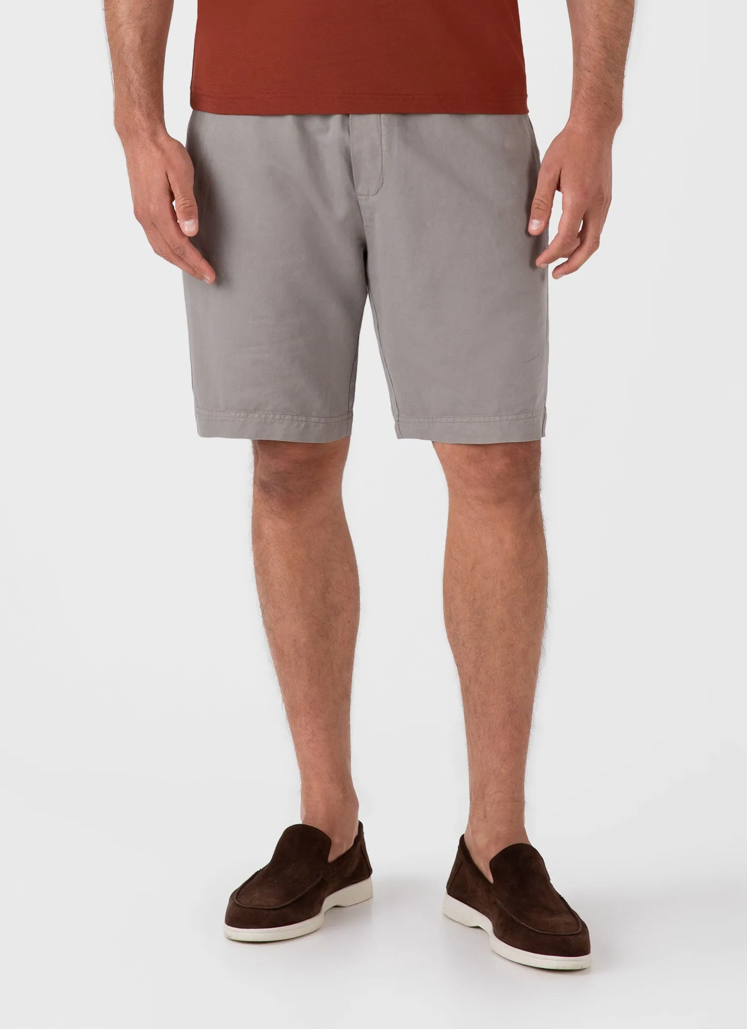 Men's Cotton Linen Drawstring Shorts in Pewter sold by Sunspel product image thumbnail 3