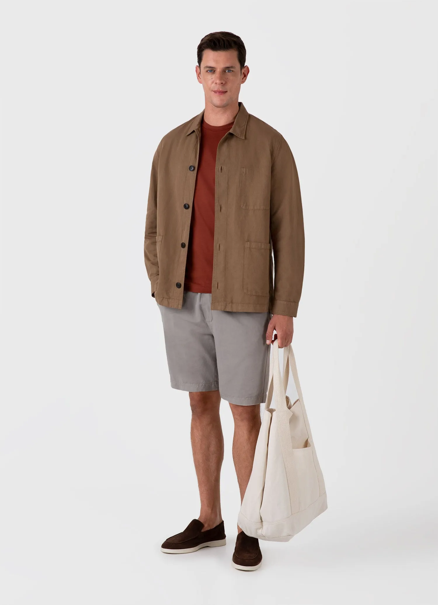 Men's Cotton Linen Drawstring Shorts in Pewter sold by Sunspel product image thumbnail 2