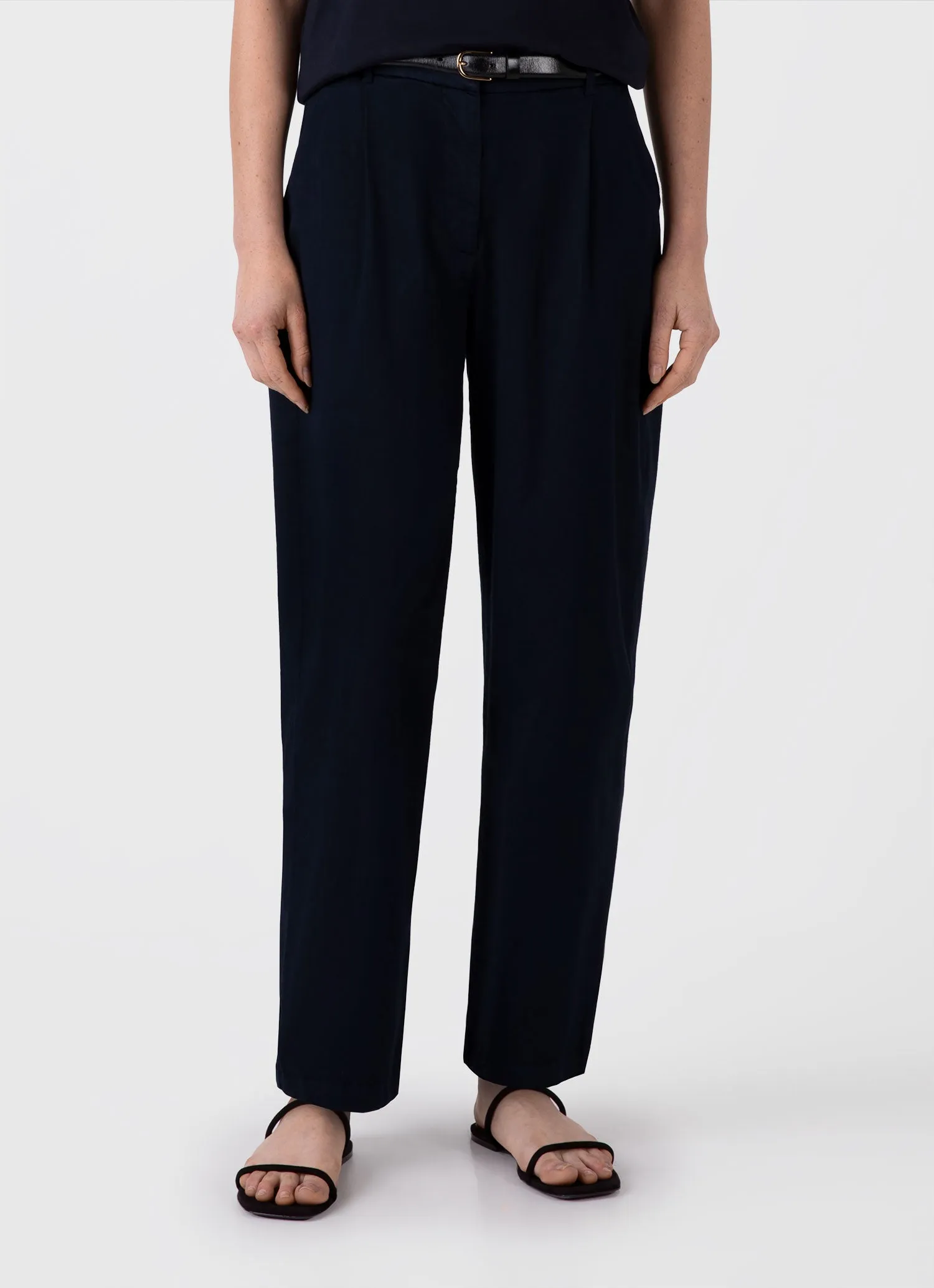 Women's Pleated Chino in Midnight Navy sold by Sunspel product image thumbnail 2