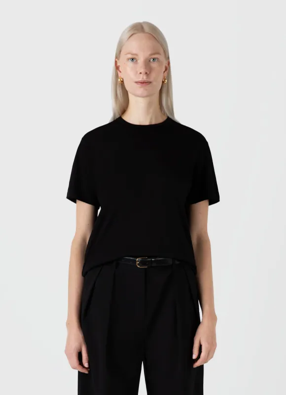 Women's Relaxed Fit T-shirt in Black sold by Sunspel
