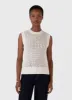 Women's Chunky Cotton Stitch Vest in Ecru sold by Sunspel