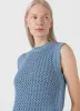 Women's Chunky Cotton Stitch Vest in Light Blue sold by Sunspel