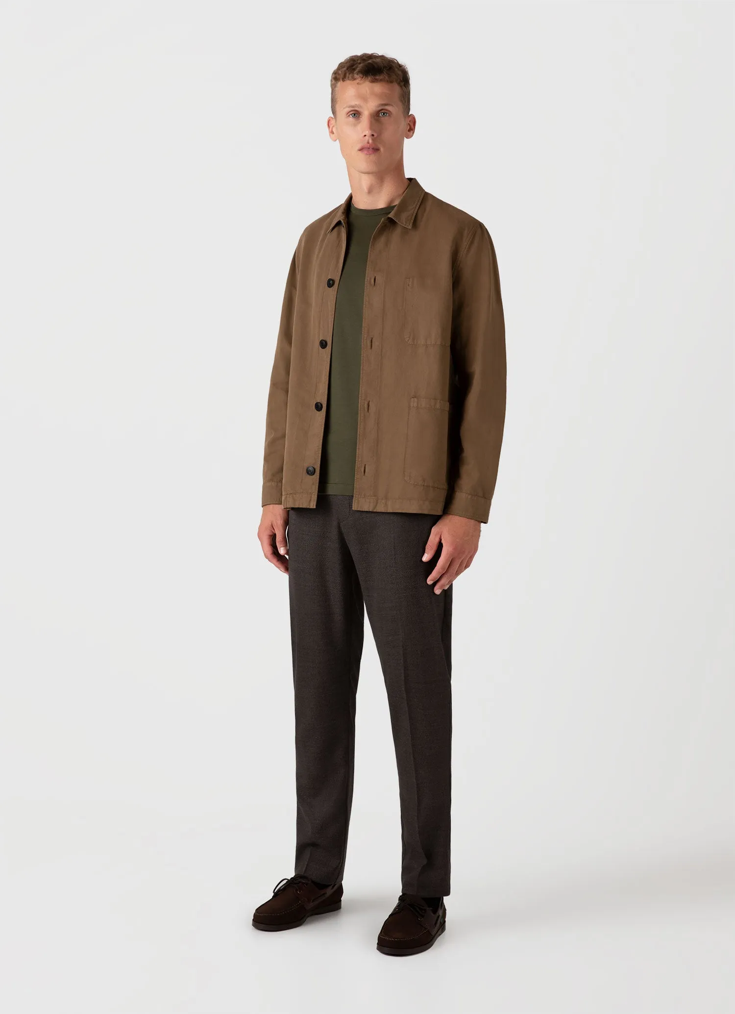 Men's Long Sleeve Classic T-shirt in Pine Green sold by Sunspel product image thumbnail 3