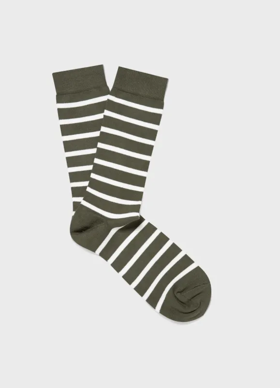 Men's Cotton Socks in Khaki/Latte sold by Sunspel