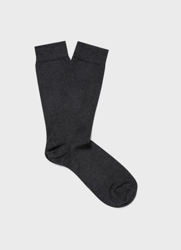 Men's Cotton Socks in Charcoal Melange sold by Sunspel