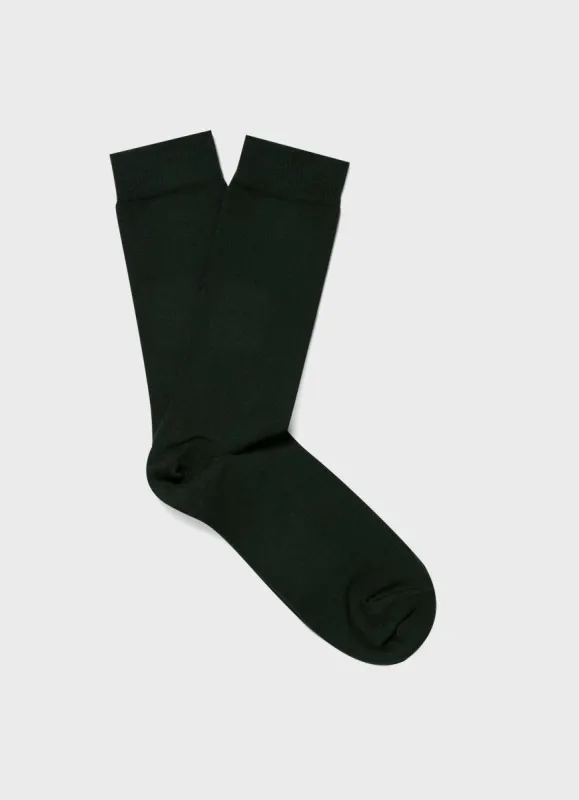 Men's Cotton Socks in Holly Green sold by Sunspel