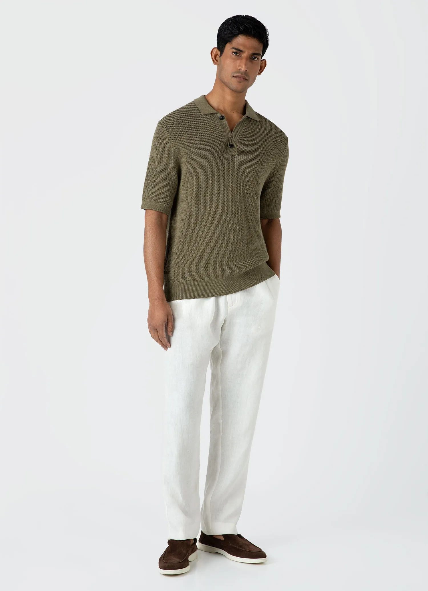 Men's Linen Drawstring Trouser in White sold by Sunspel product image thumbnail 2