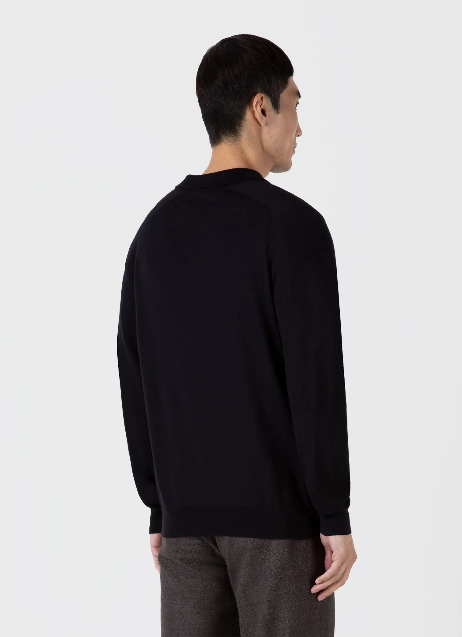 Men's Sea Island Cashmere Polo Shirt in Black sold by Sunspel product image thumbnail 5