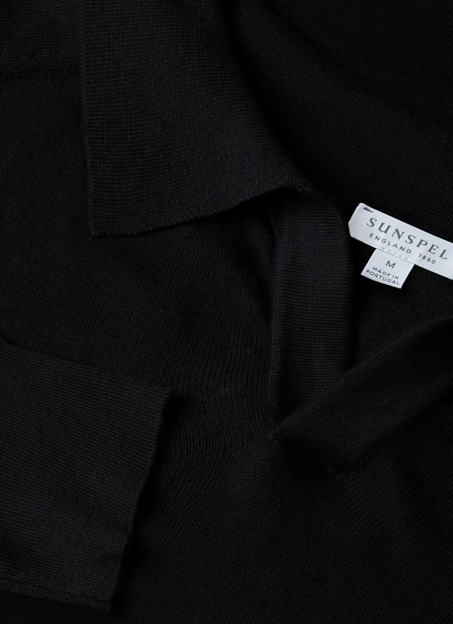 Men's Sea Island Cashmere Polo Shirt in Black sold by Sunspel product image thumbnail 4